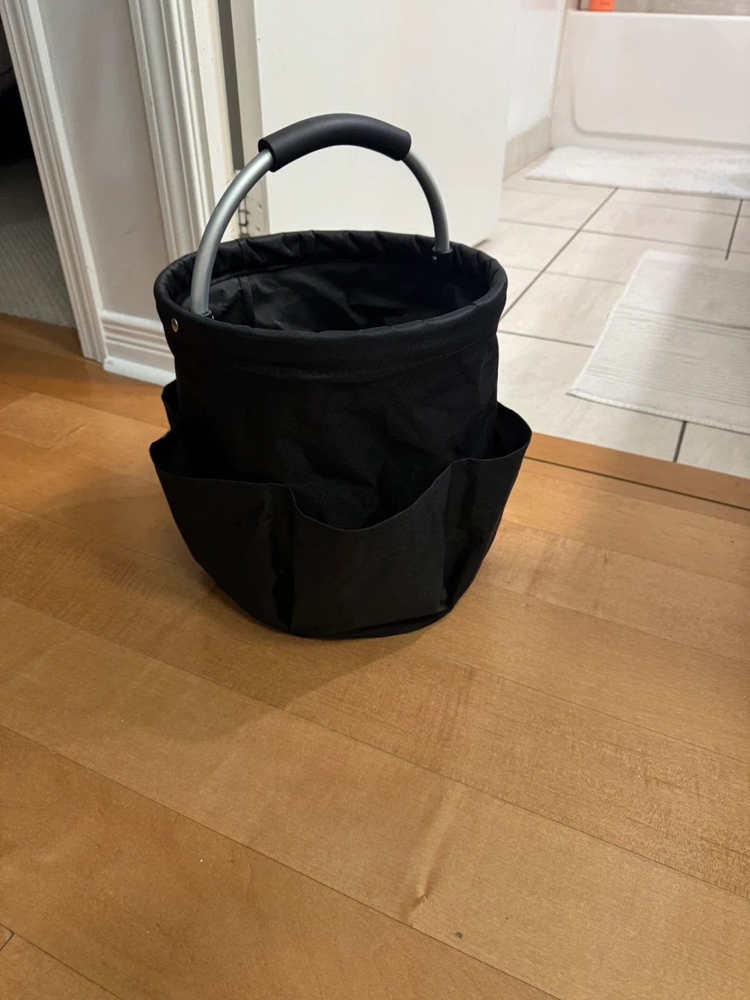 Black Collapsible Caddy Tote Bag with Pockets