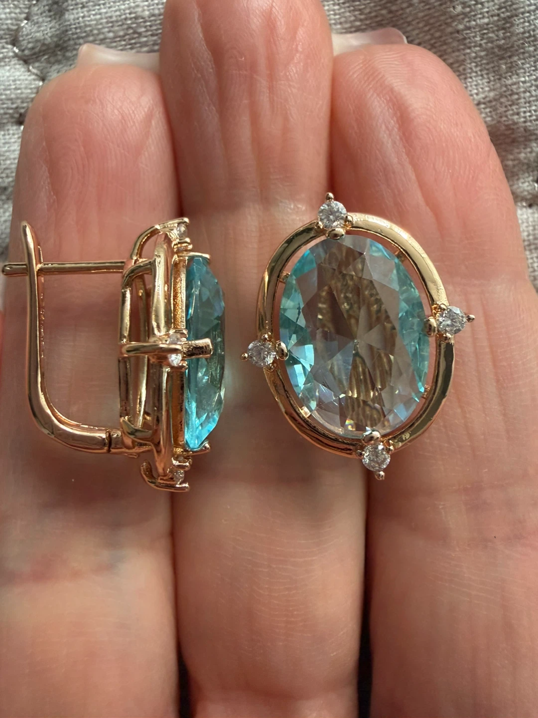 New 14k blue topaz earrings