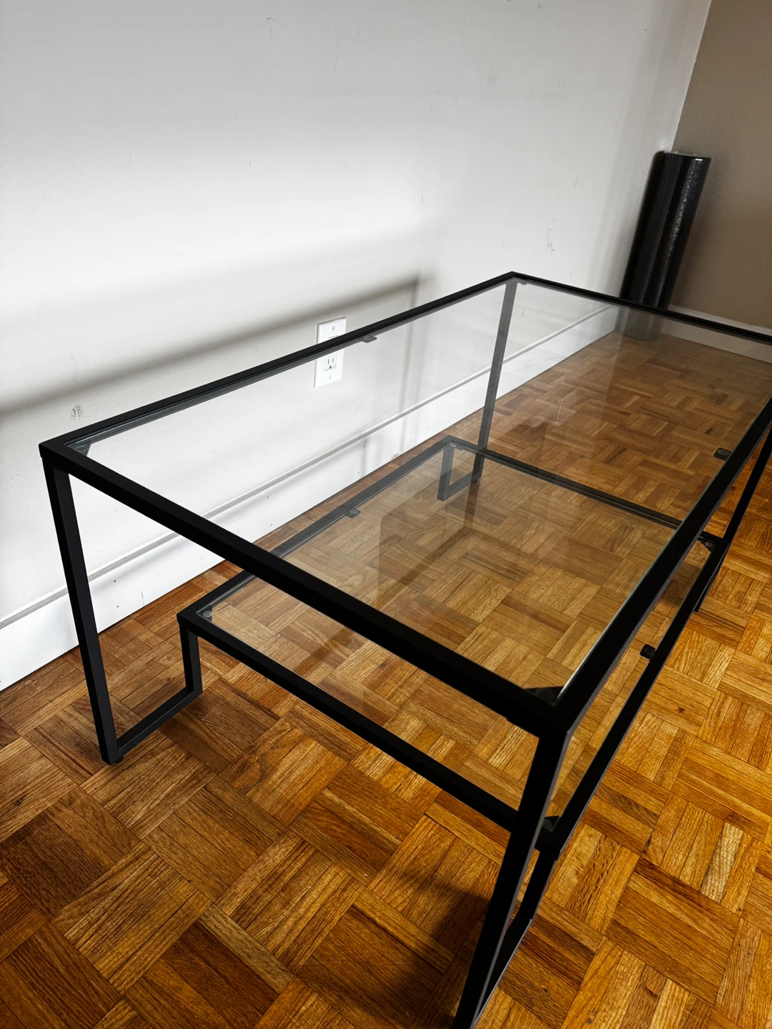 Glass Top Coffee Table with Black Metal Frame - photo 2