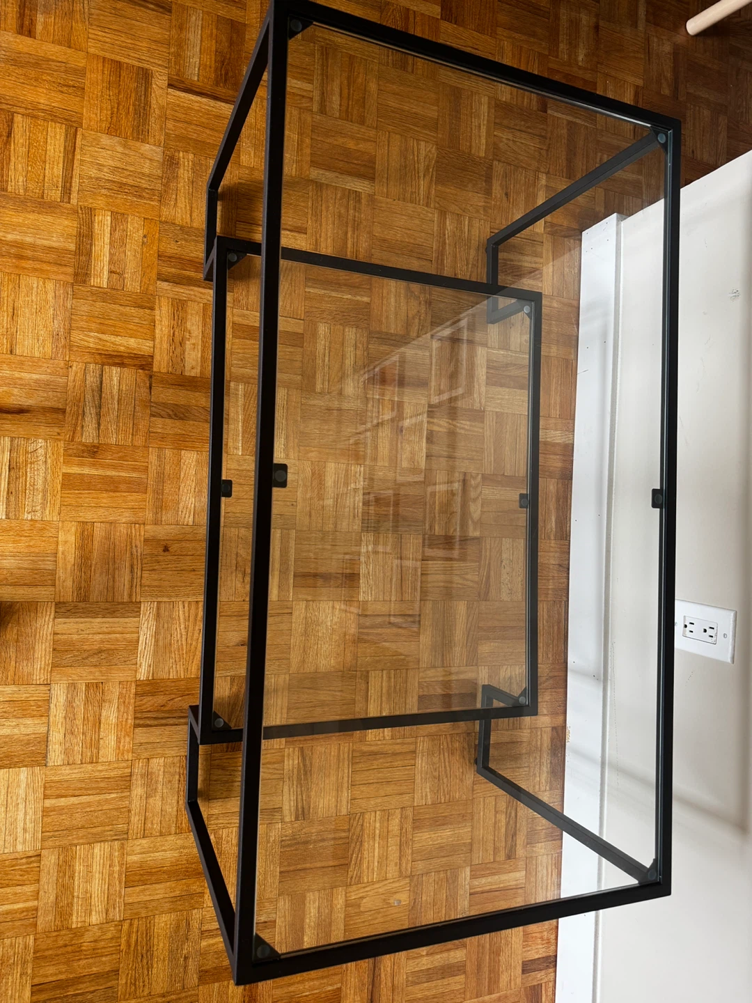 Glass Top Coffee Table with Black Metal Frame