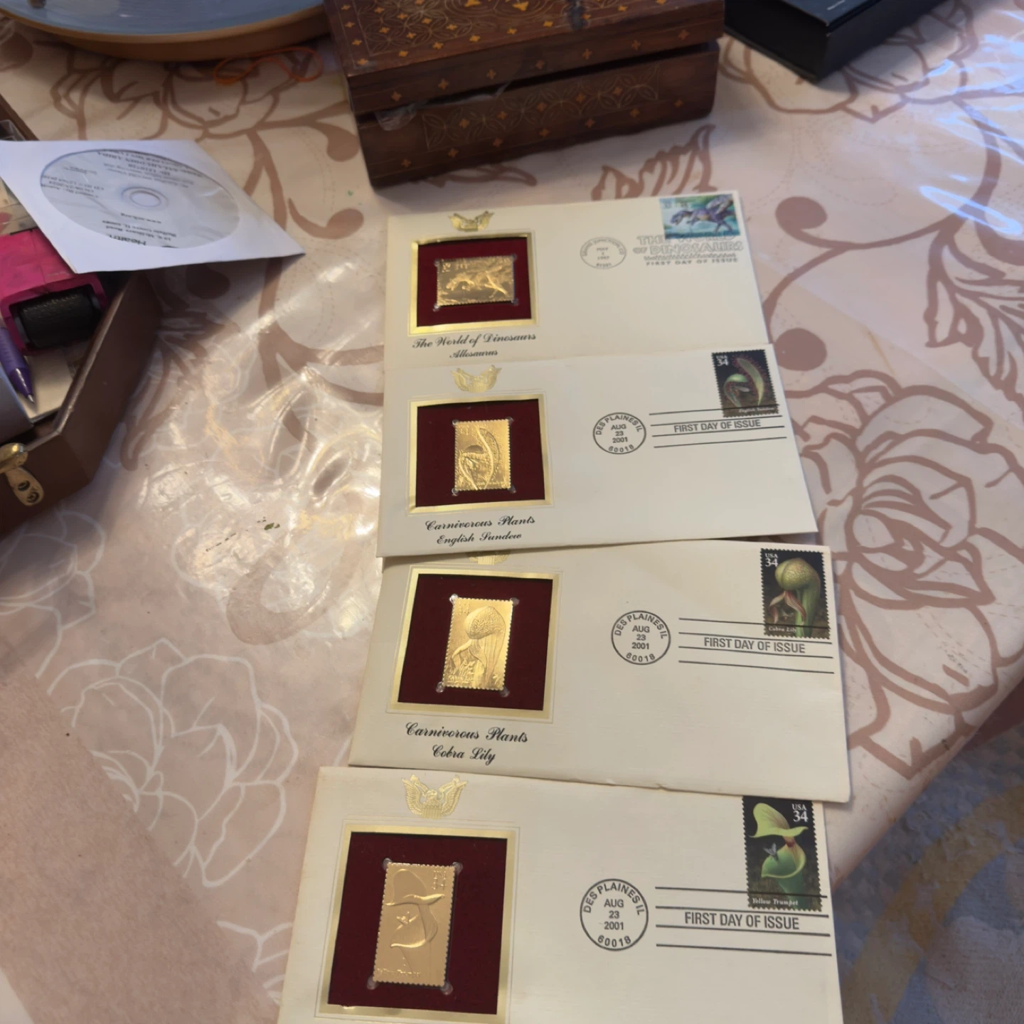 Vintage First Day Covers w/ Gold Foil Stamps (Set of 4) - photo 3