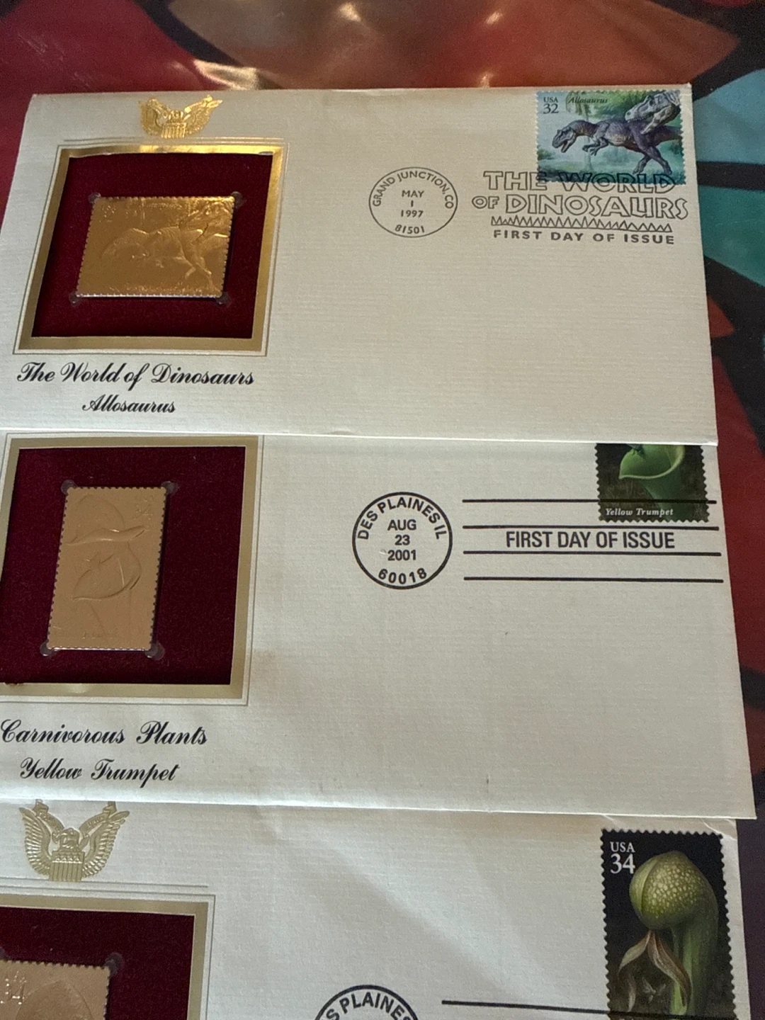 Vintage First Day Covers w/ Gold Foil Stamps (Set of 4) - photo 2
