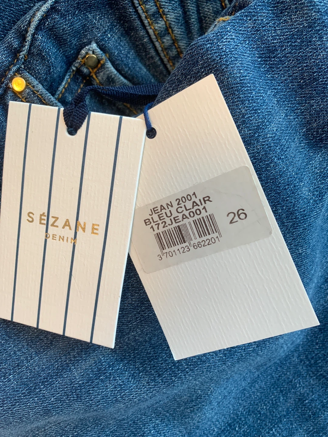 Sézane Denim Jeans - Bleu Clair, Size 26 - photo 4