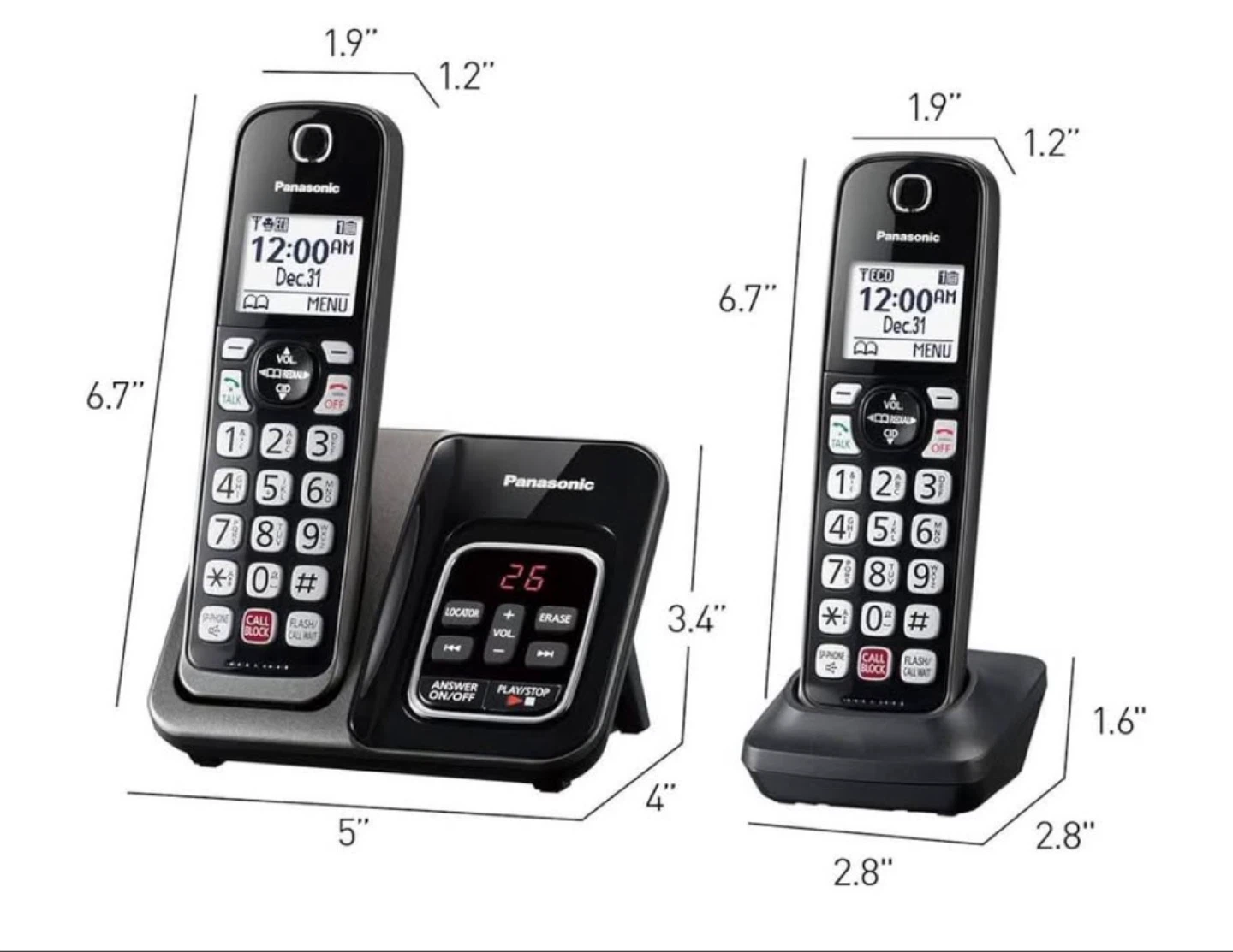 Panasonic KX-TGD833 Metallic Black Cordless Phone - 3 Handsets - photo 3