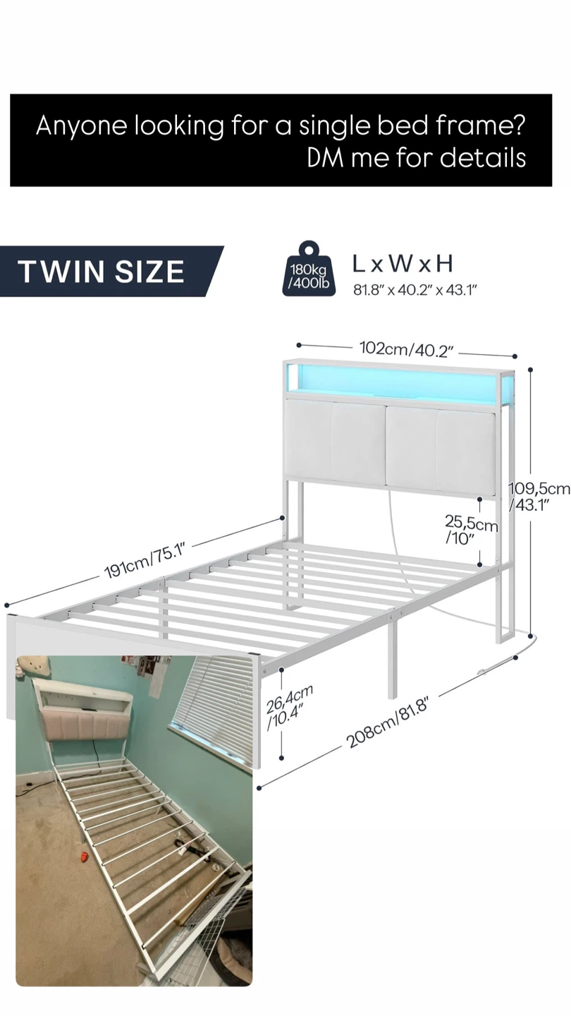 Twin Size Bed Frame with Headboard