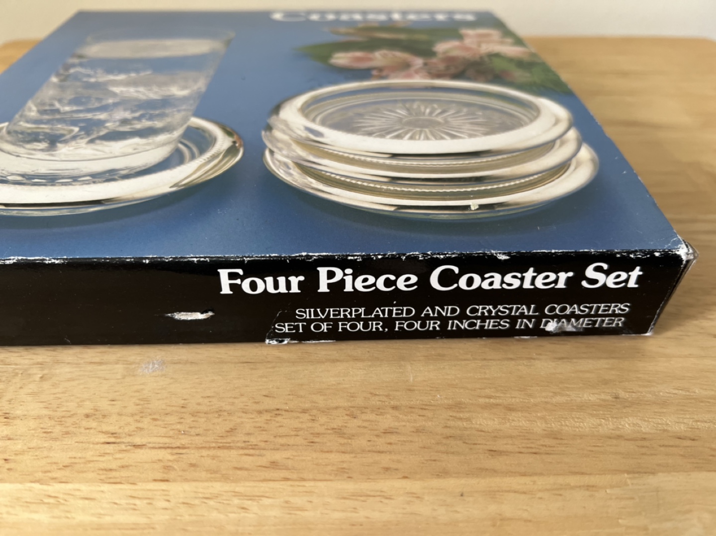 New-Four Piece Silverplated & Crystal Coaster Set - photo 2