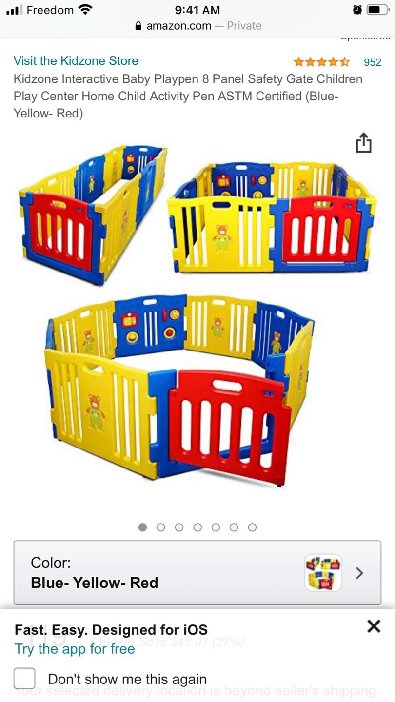 Kidzone Interactive Baby Playpen 8 Panel