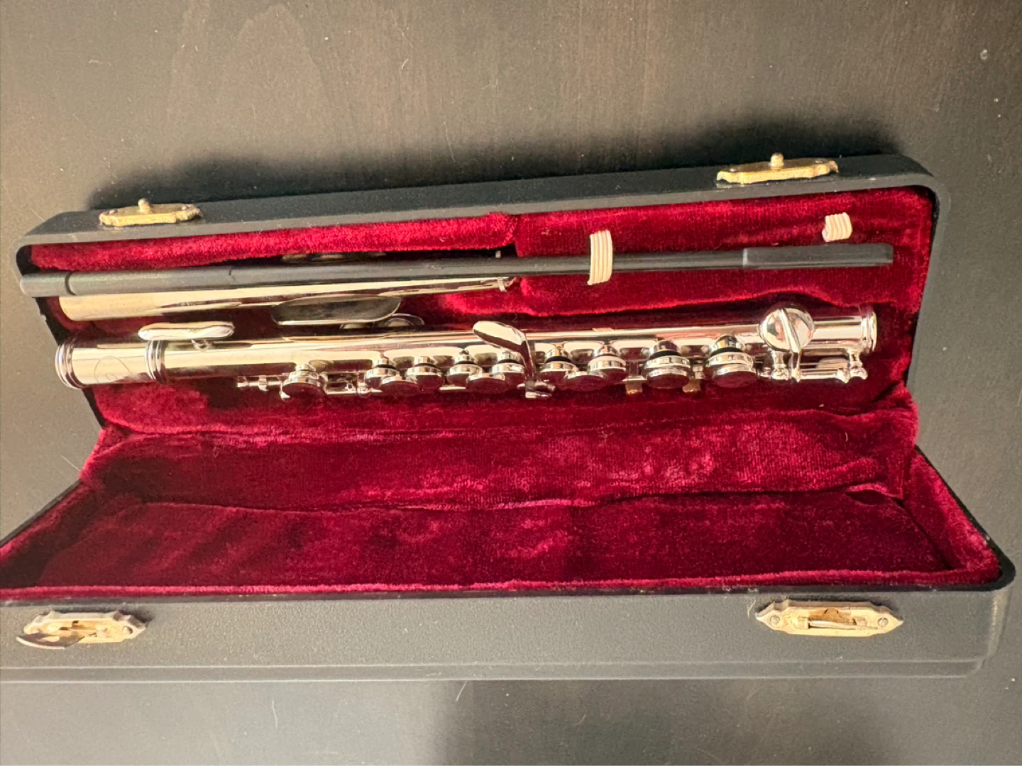 Silver Metal Flute with Case