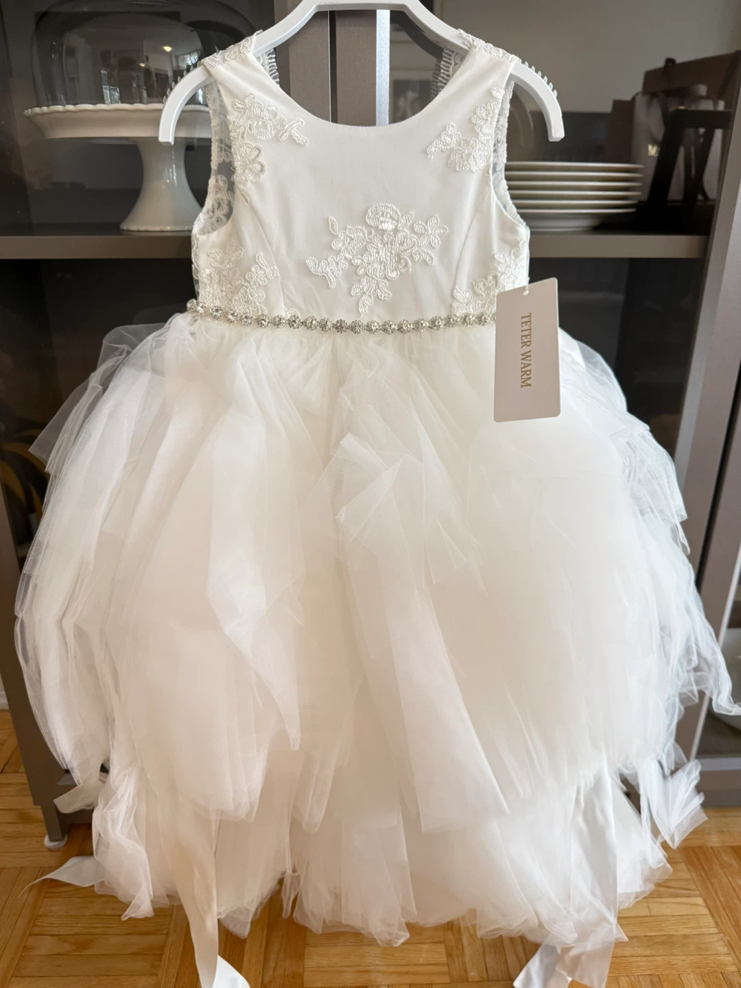 Teter Warm Girls White Lace Tulle Dress