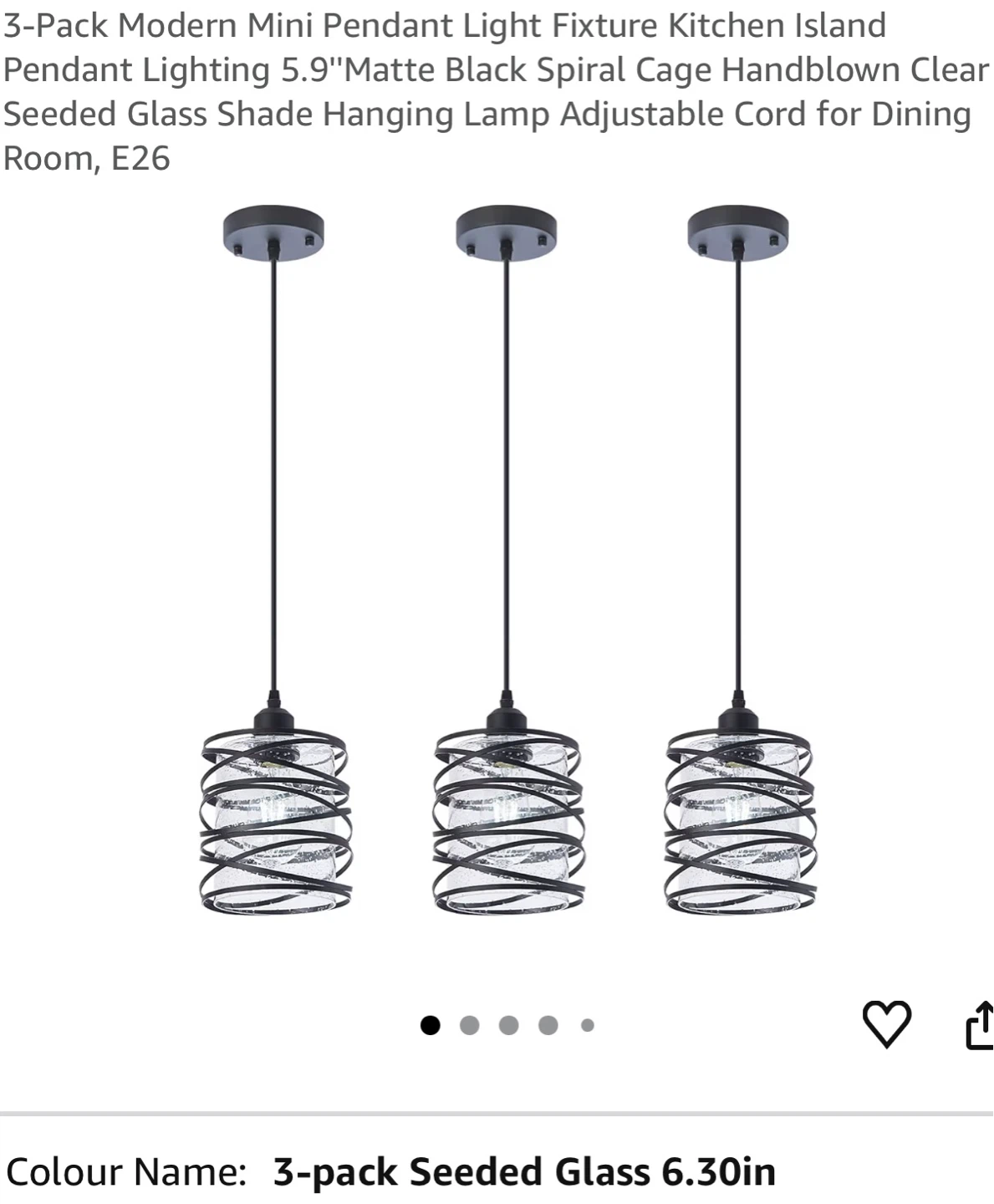 3-Pack Mini Pendant Light Fixture - 5.9" Seeded Glass MM6