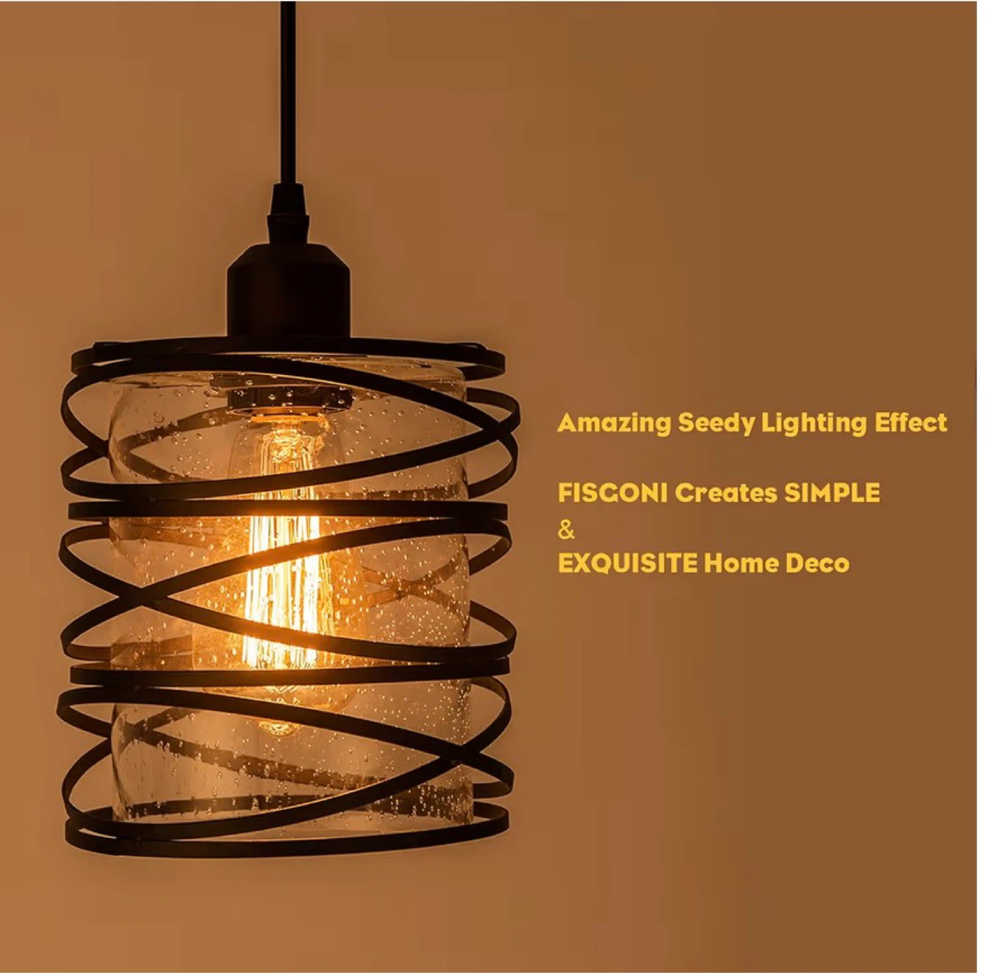 3-Pack Mini Pendant Light Fixture - 5.9" Seeded Glass MM6 - photo 3