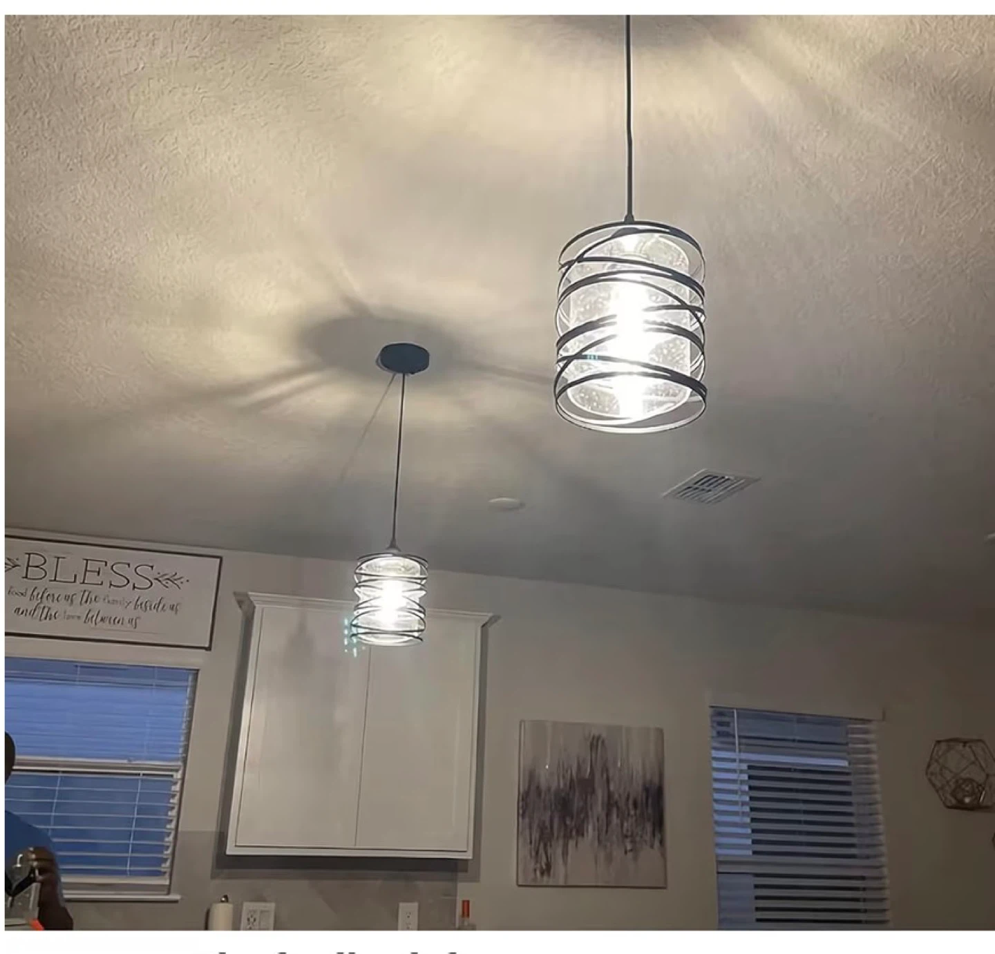 3-Pack Mini Pendant Light Fixture - 5.9" Seeded Glass MM6 - photo 2
