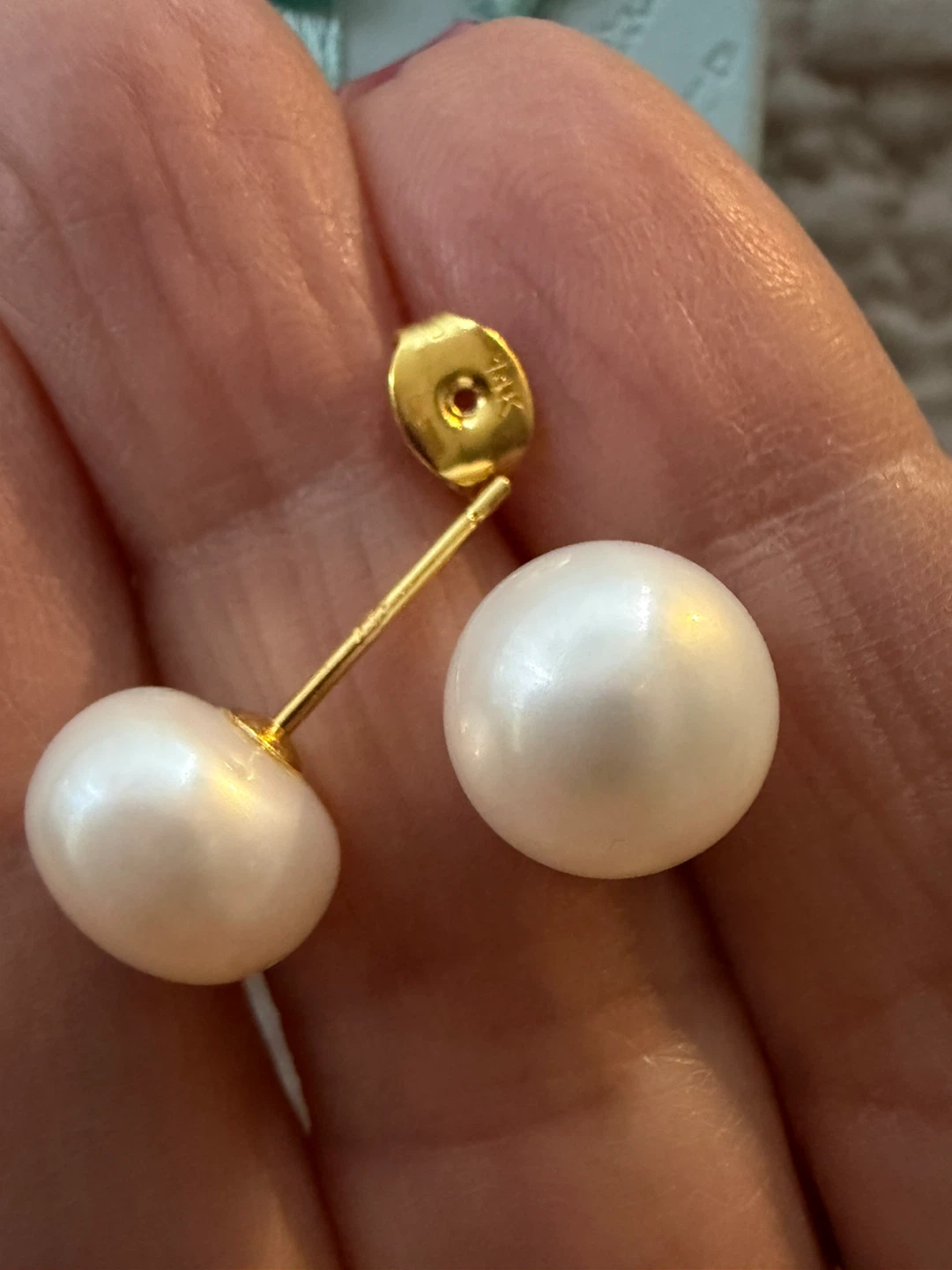 14k gold real akoya pearl earrings