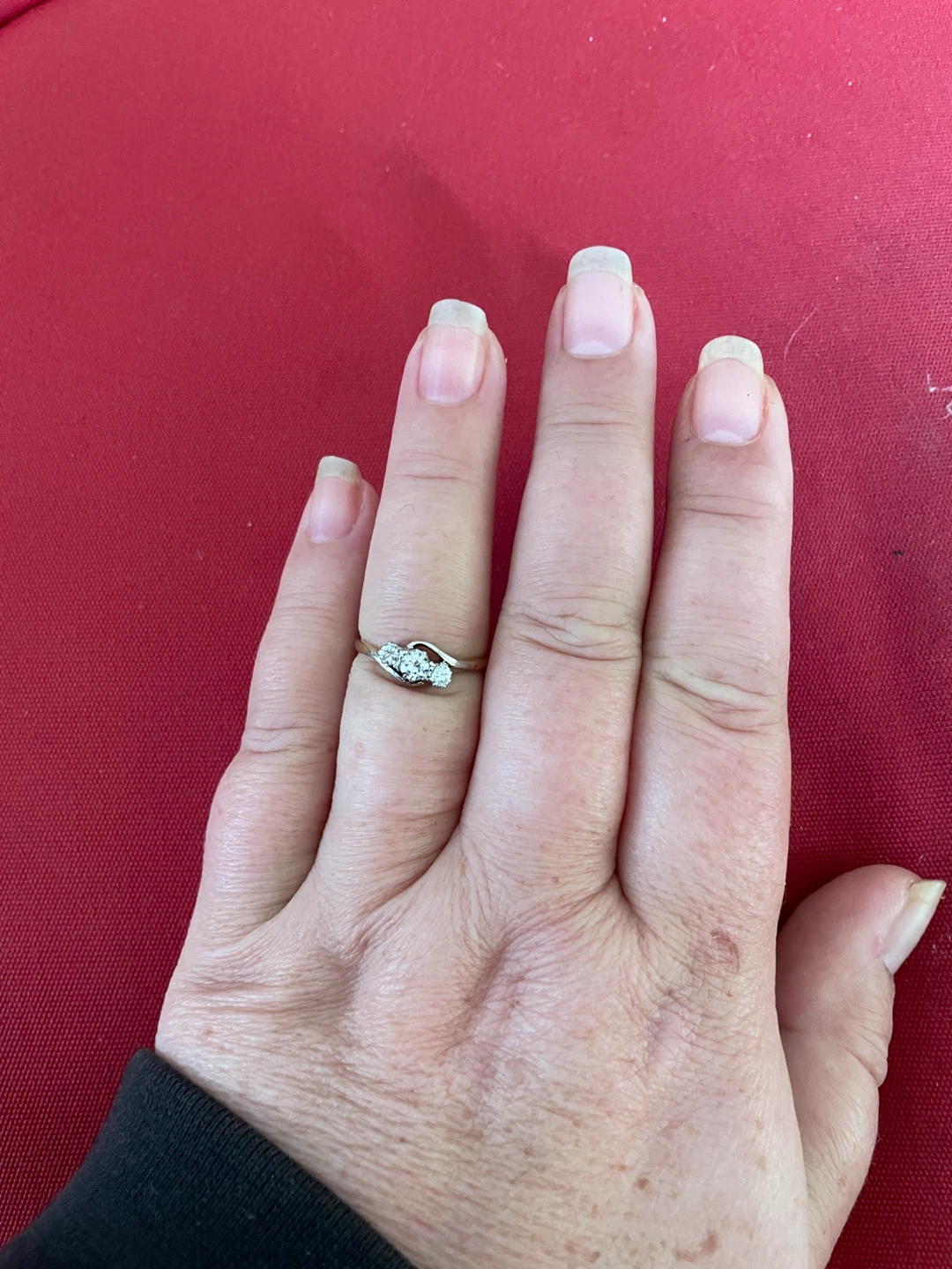 18k Gold Natural Diamond Trilogy Vintage Ring Size 7 - photo 5