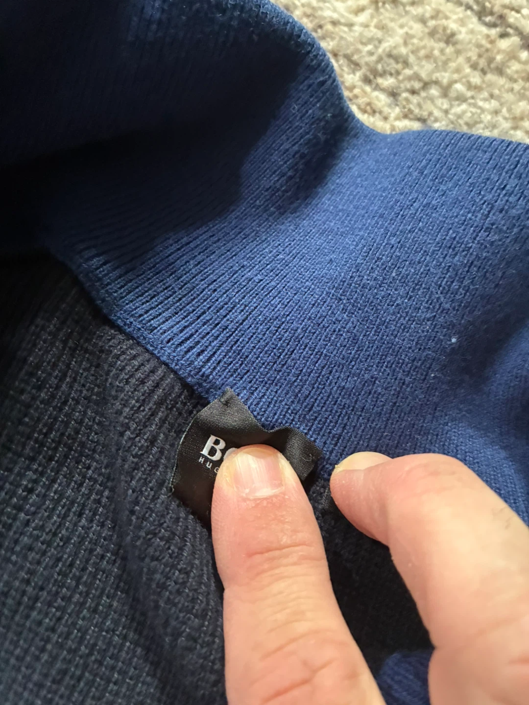 BOSS Hugo Boss 1/4 Zip Pullover Sweater XL Navy Blue - photo 3