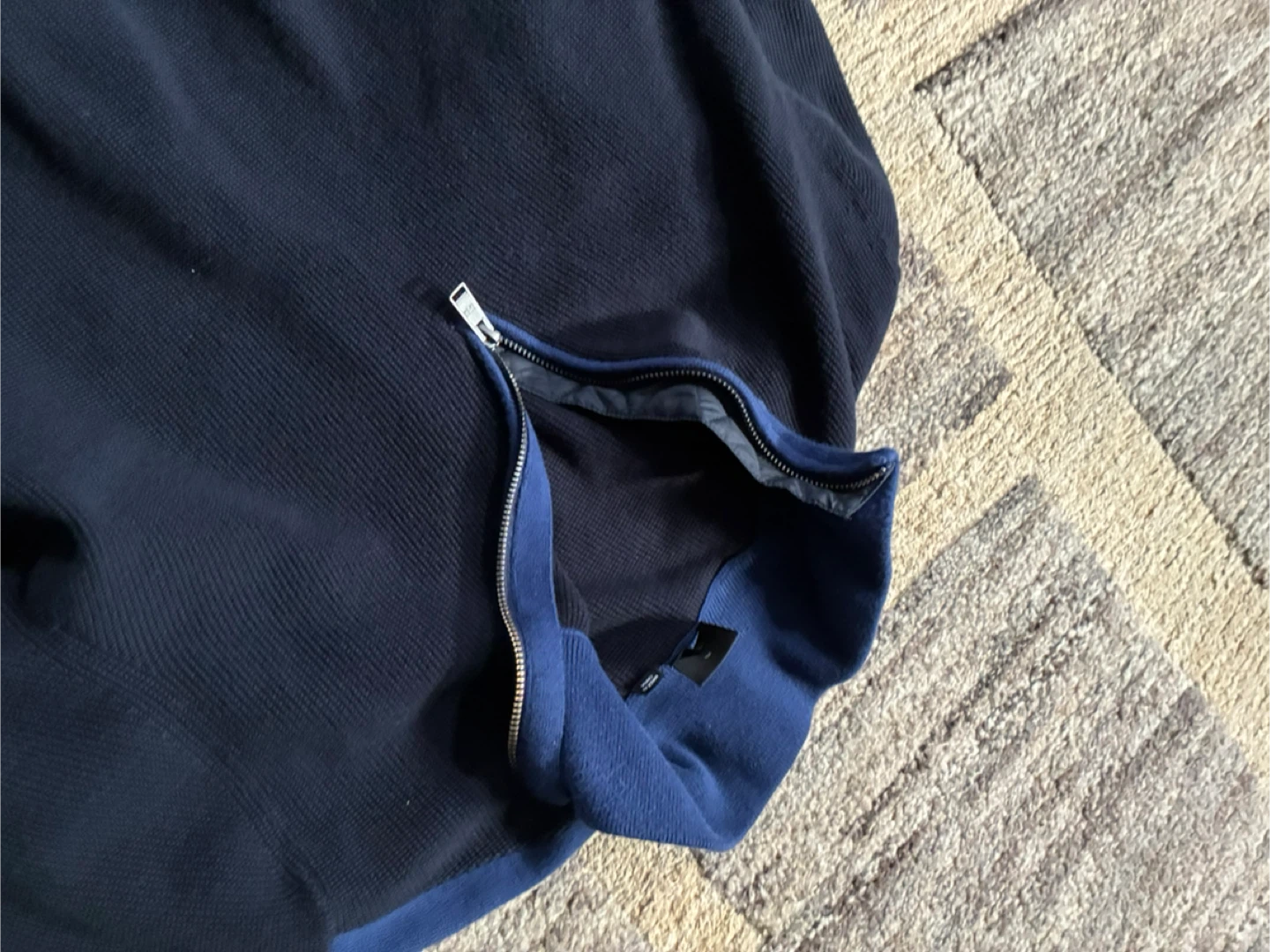 BOSS Hugo Boss 1/4 Zip Pullover Sweater XL Navy Blue - photo 2