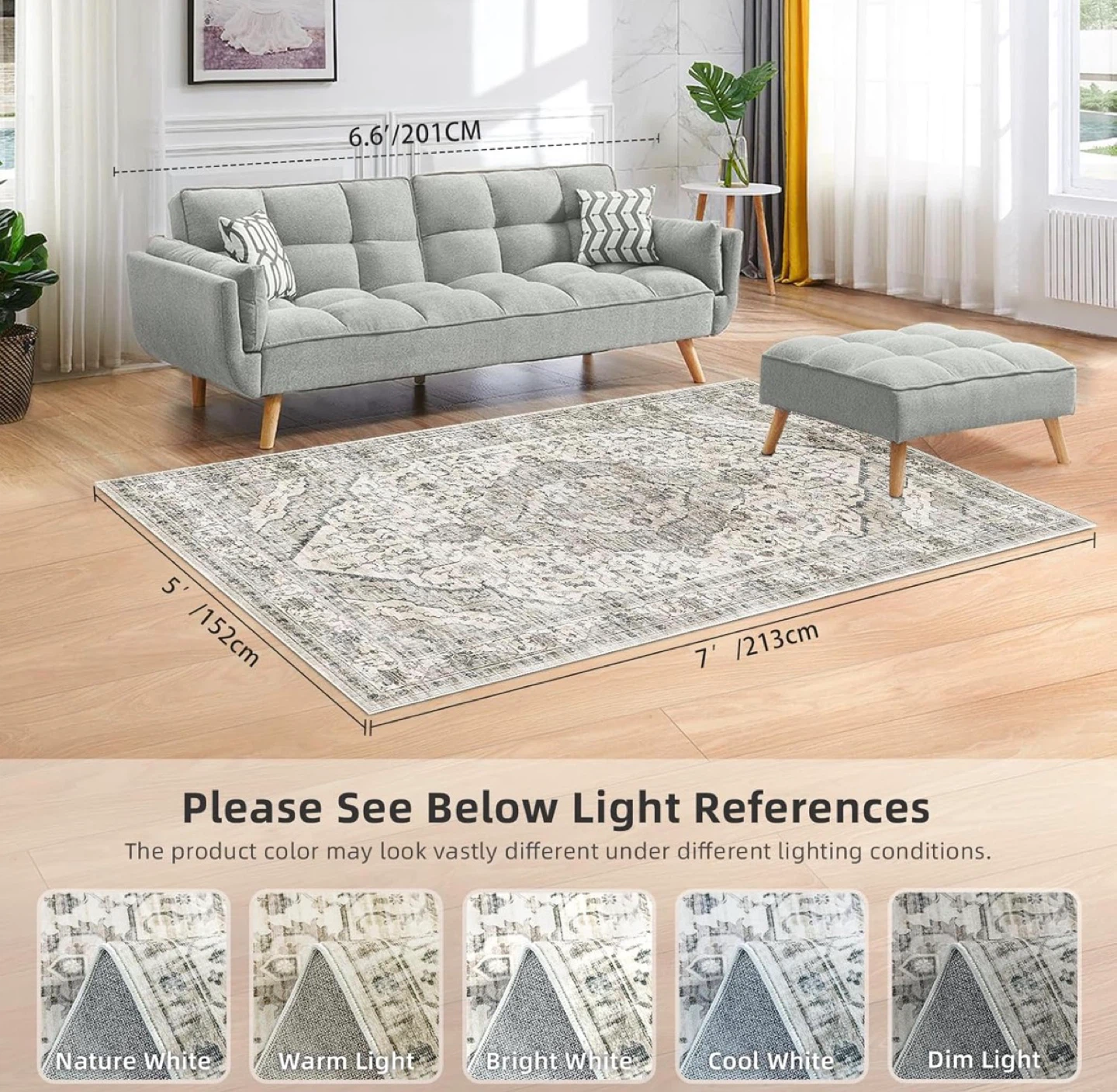 Vintage Distressed Area Rug - 5' x 7' - photo 2