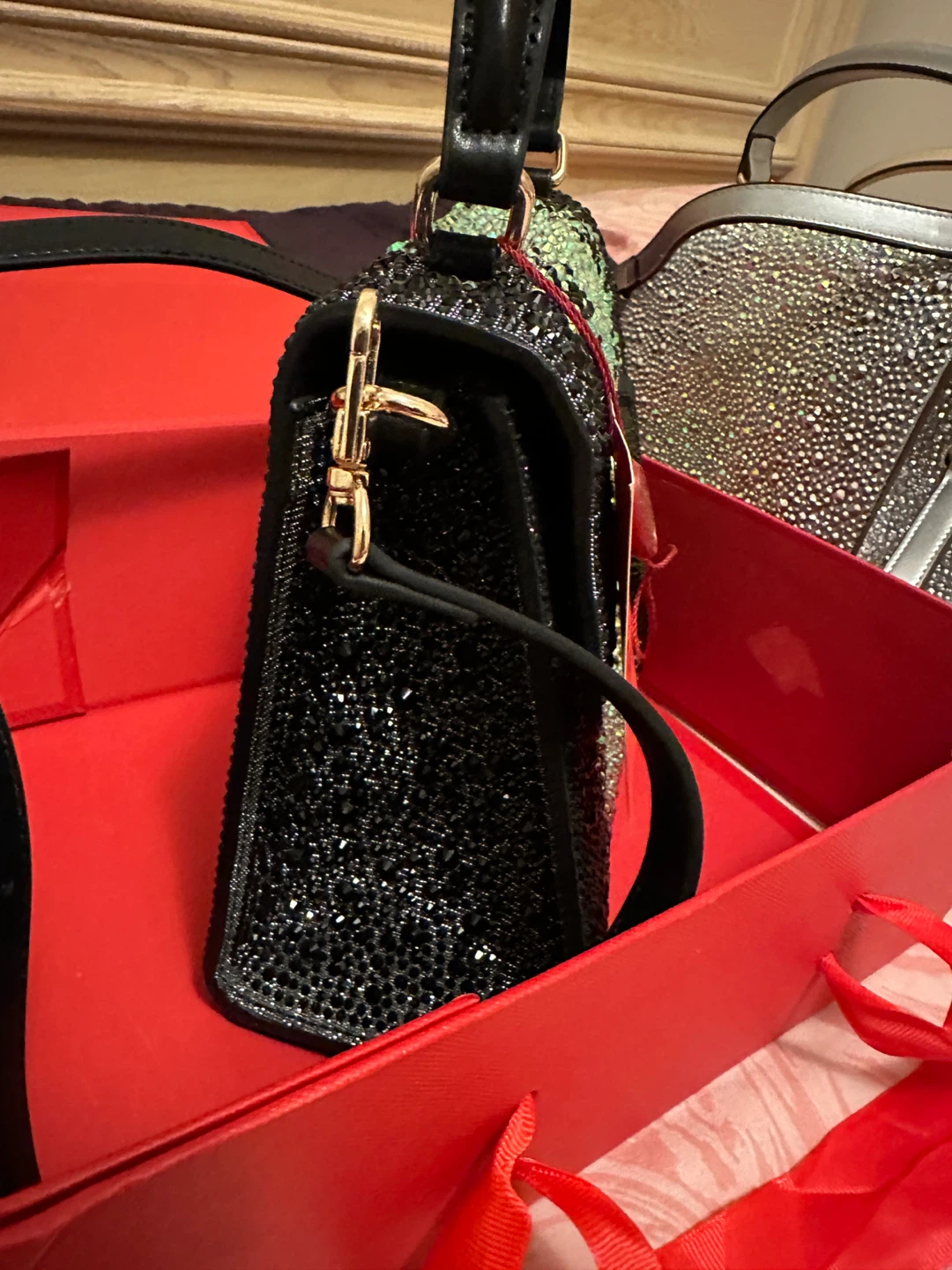 Valentino Garavani Black Crystal Embellished Handbag - photo 2