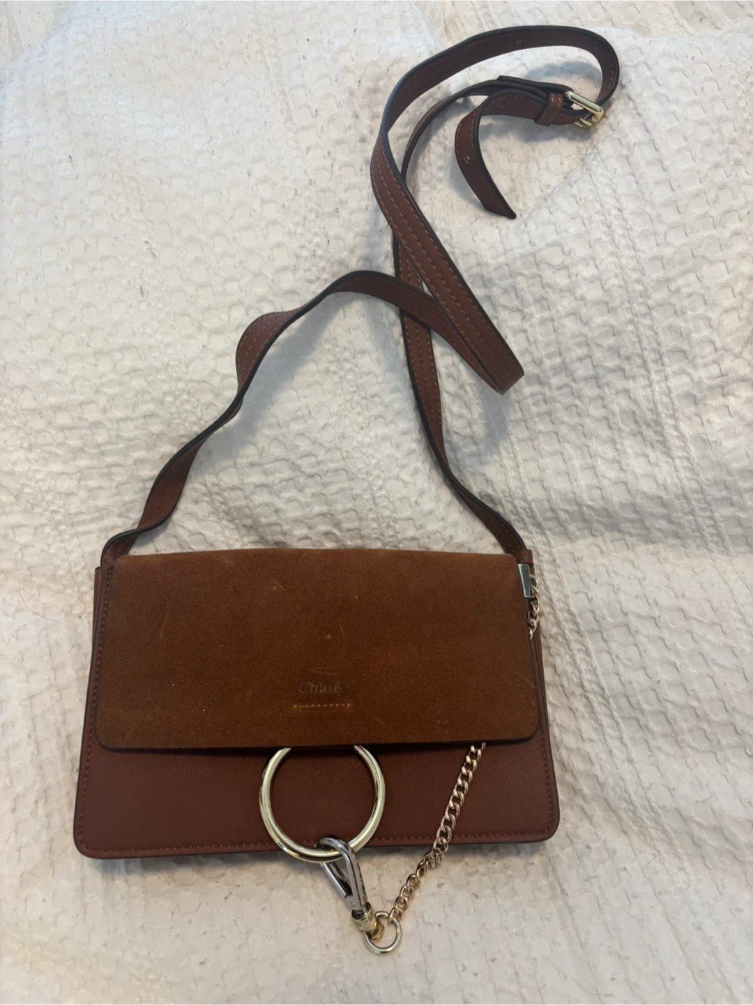 Chloé Brown Suede & Leather Crossbody Bag