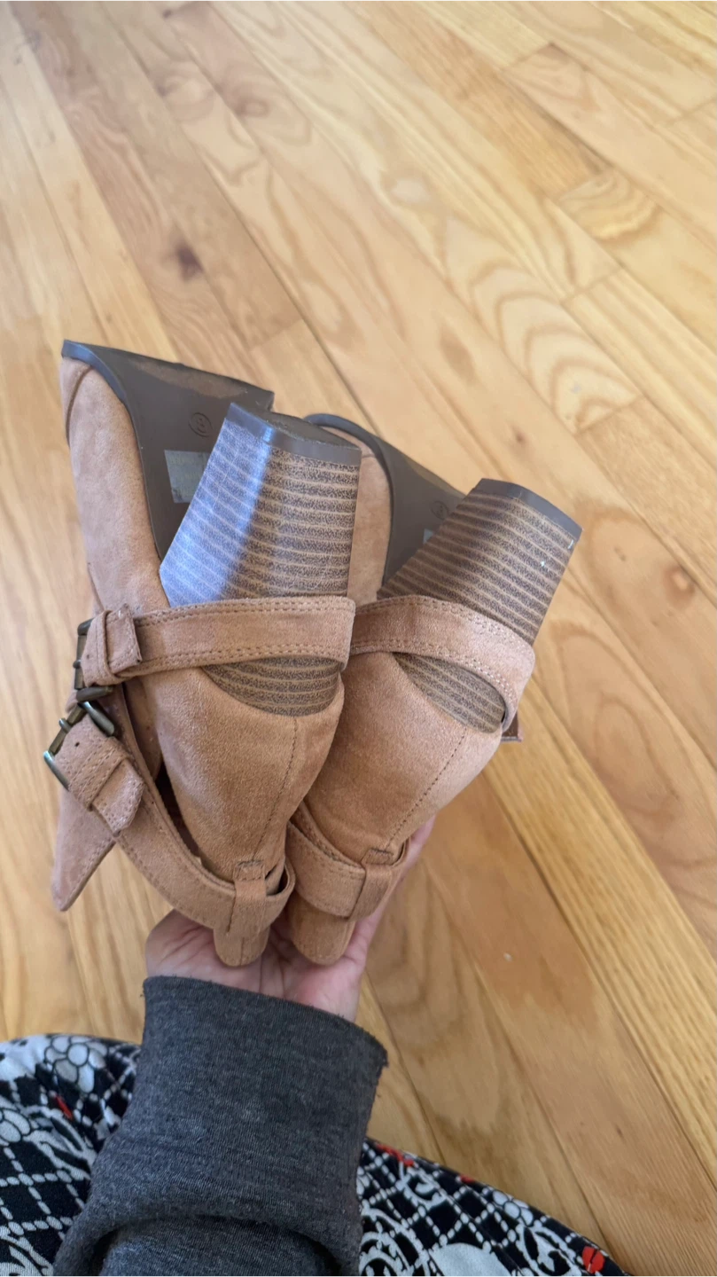 Tan Buckled Ankle Boots - Size 8 check more pictures - photo 5