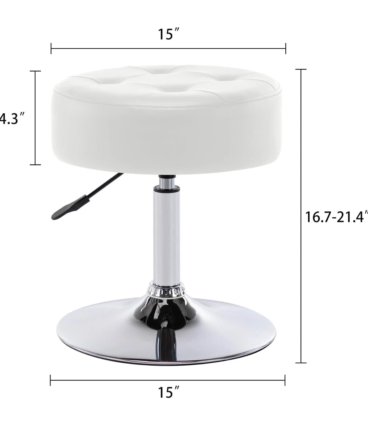 Adjustable Height White Tufted Stool - photo 2