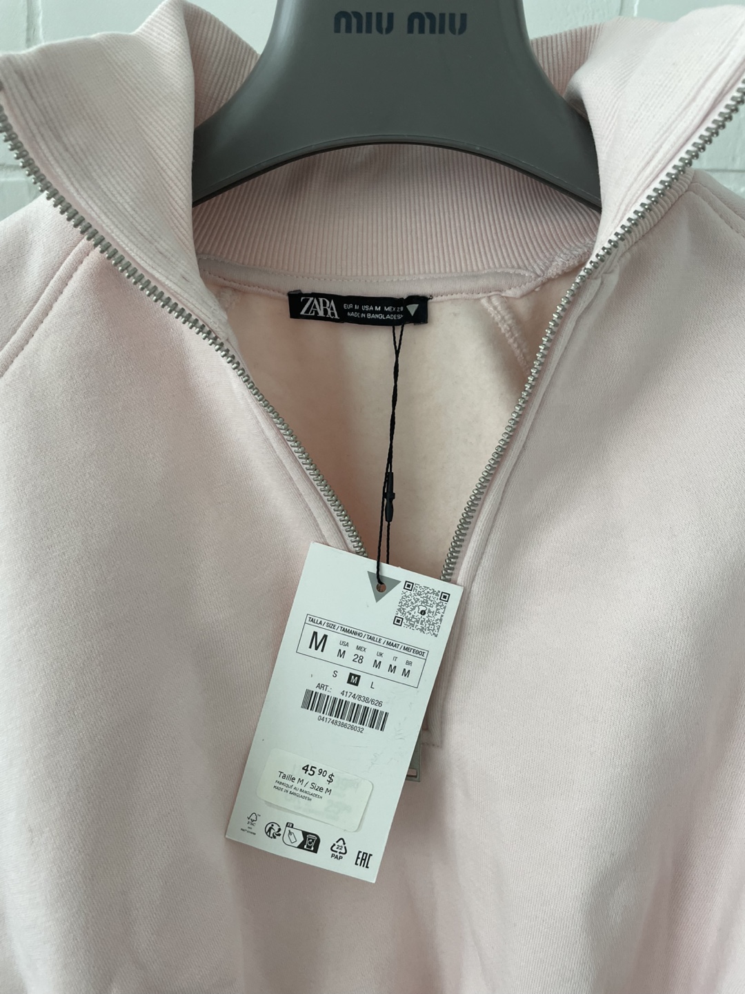 Zara Light Pink Sweatshirt - Size M - photo 2