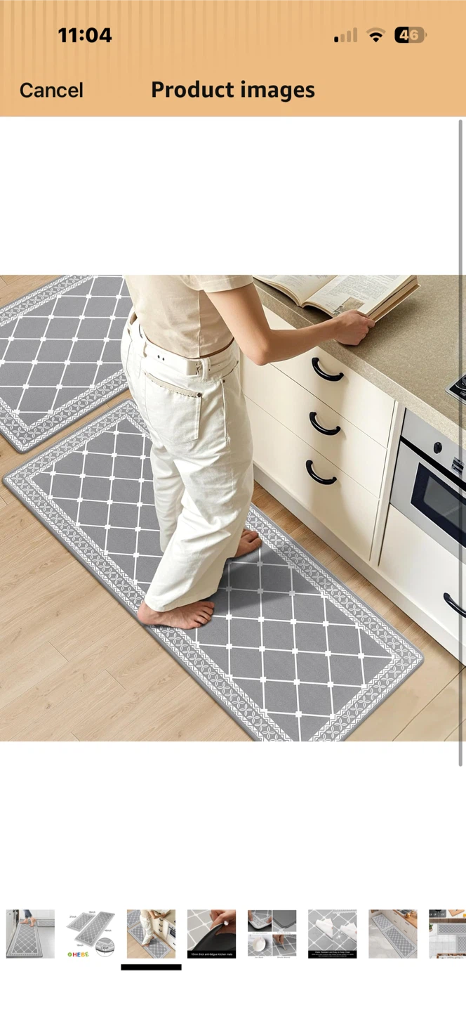 Grey Geometric Kitchen Mat Set (27"x18" and 48"x18") - photo 4