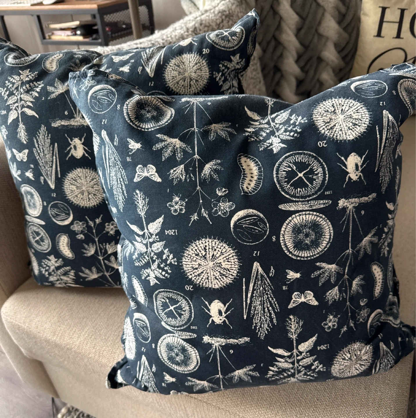 Decorative Throw Pillow - Botanical and Insect Print - photo 2