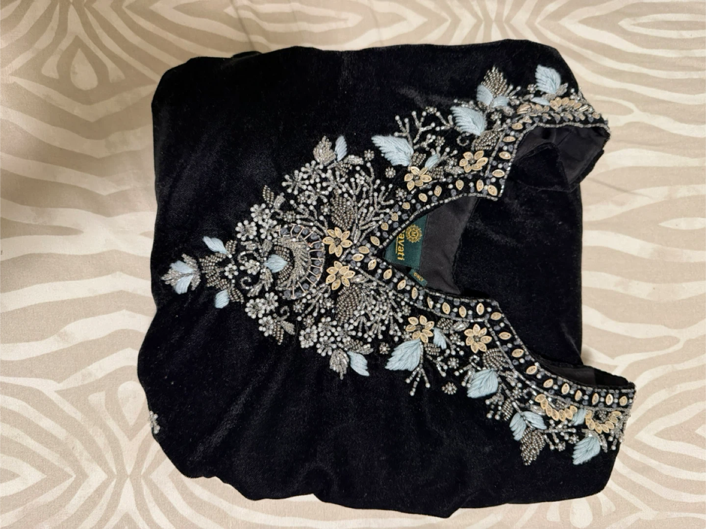 Black Velvet Kurti Set with Intricate Embroidery - photo 2