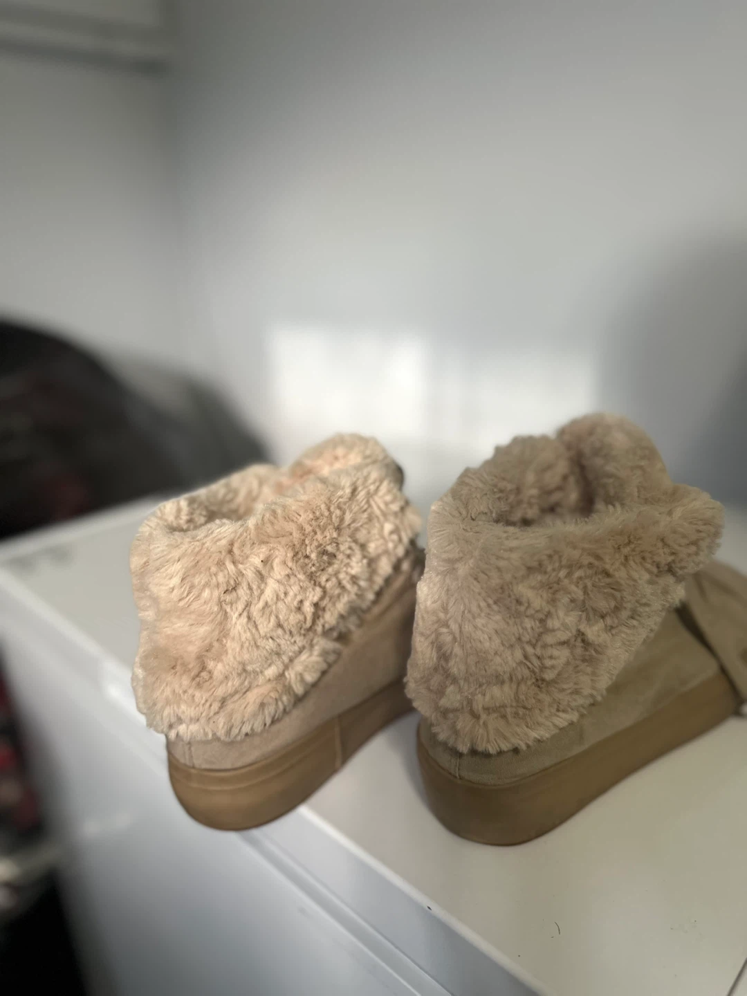 Tan Suede Fur Lined High Top Sneakers