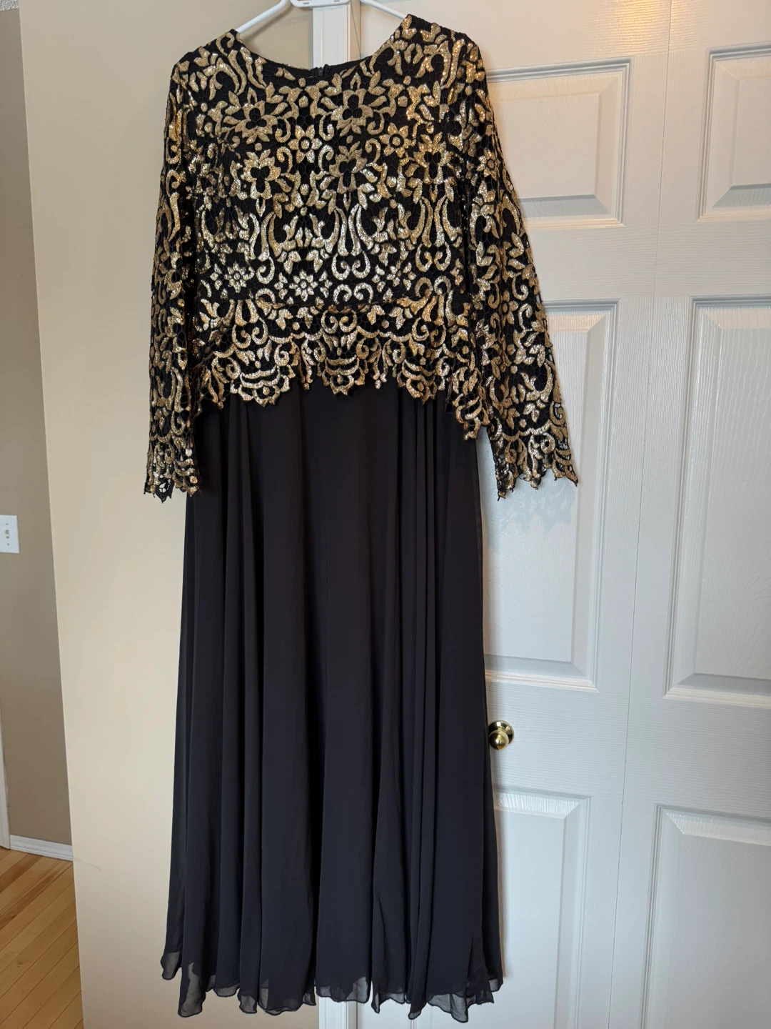 Black and Gold Lace Gown
