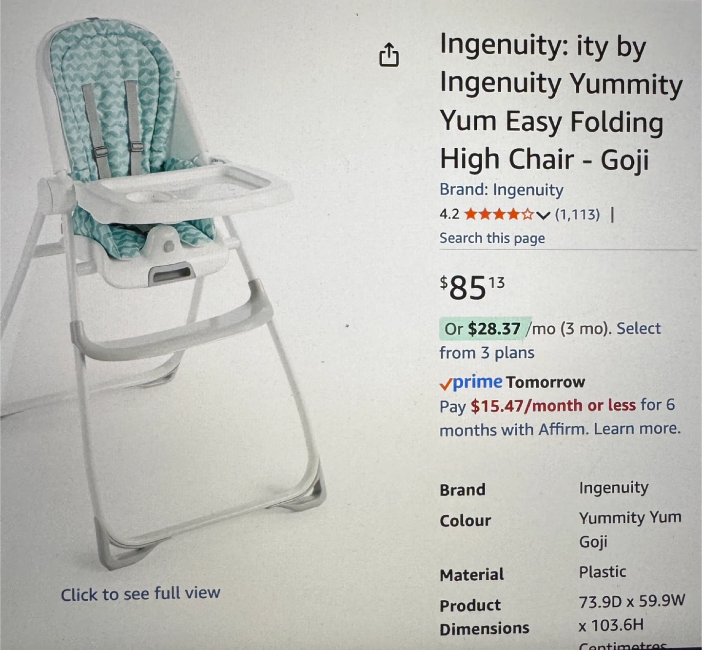Ingenuity Yum Yummy High Chair