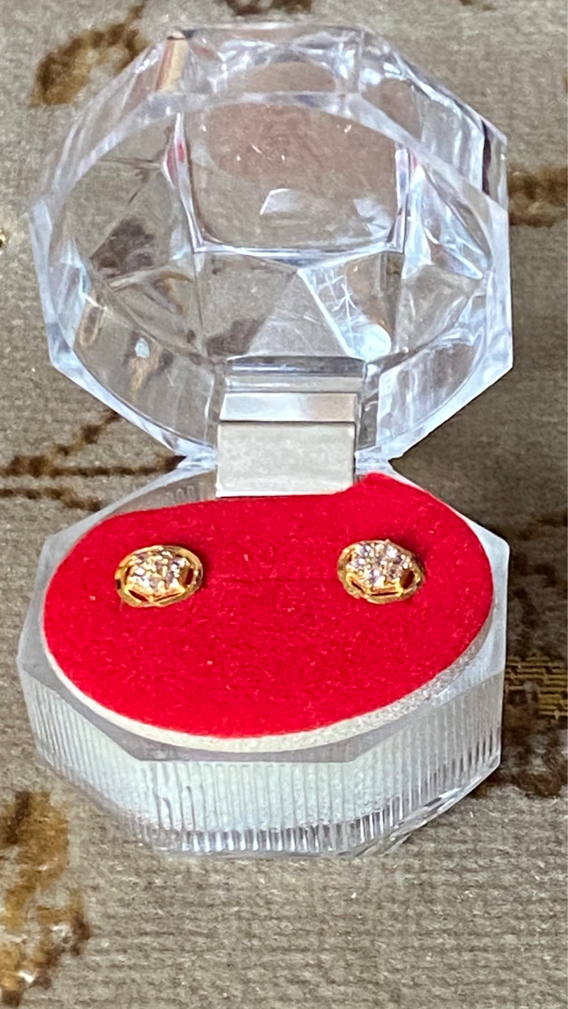 Gold and Diamond Stud Earrings
