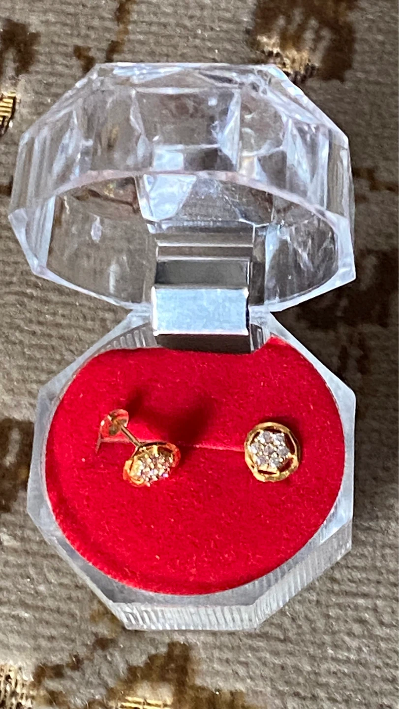 Gold and Diamond Stud Earrings - photo 2