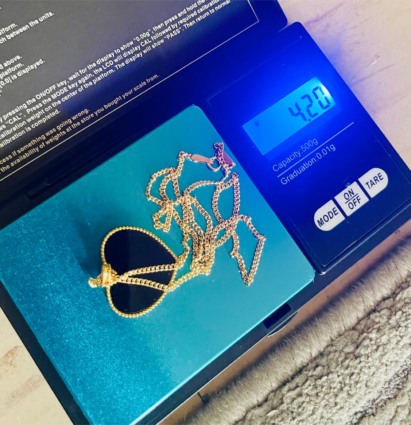 18KGold Chain Necklace with Onyx Heart Pendant - photo 3