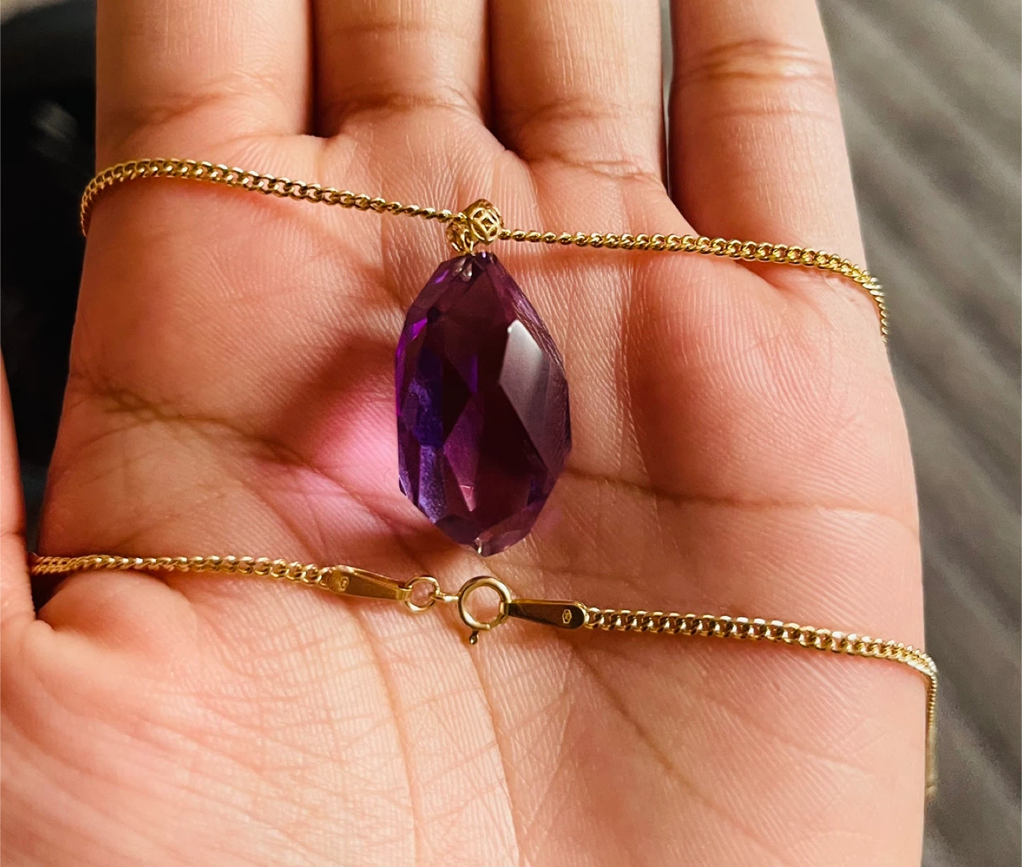 18K Amethyst Pendant Necklace - photo 2