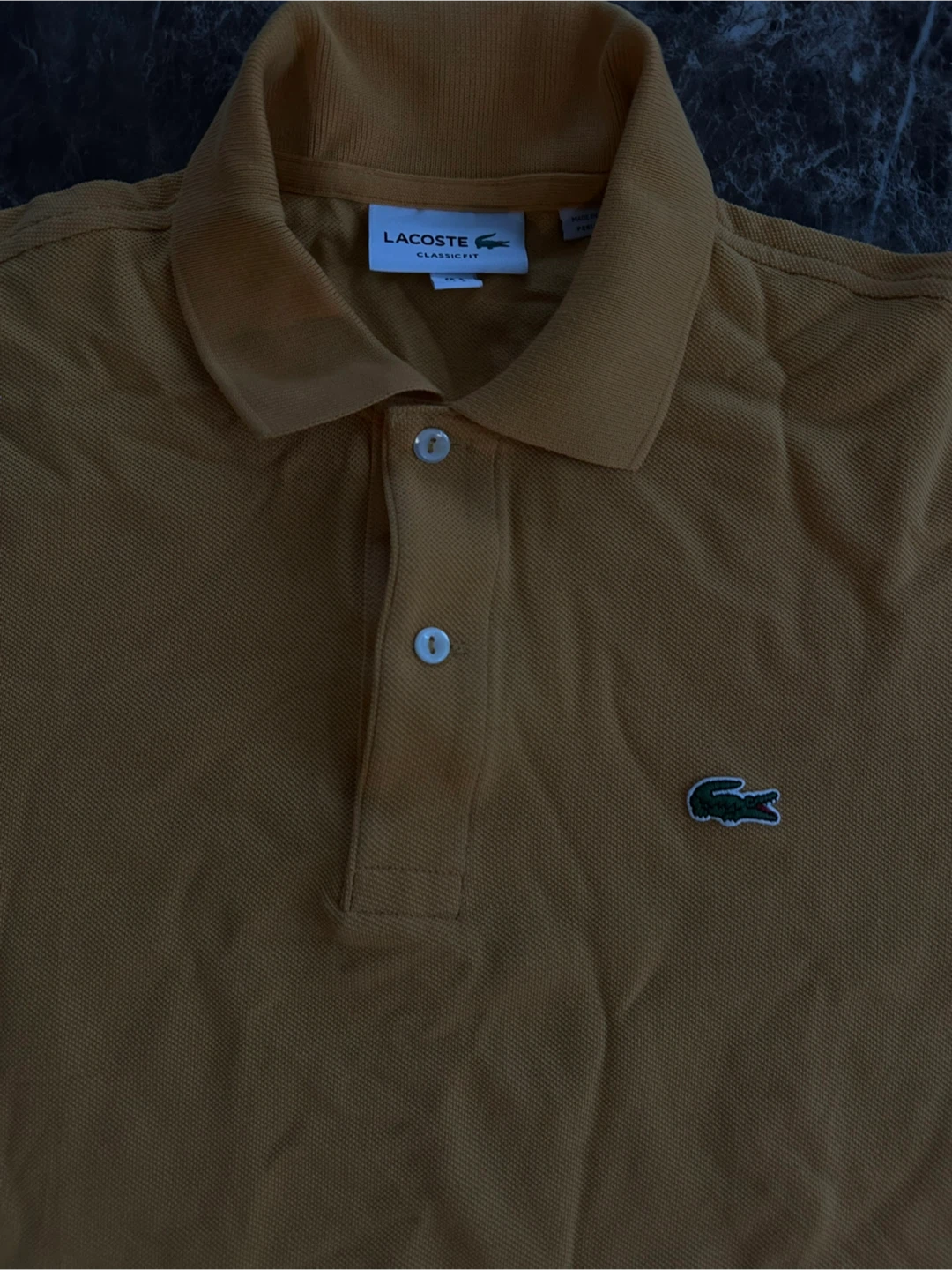 Lacoste Classic Fit Polo Shirt - Mustard Yellow - Size S - photo 4