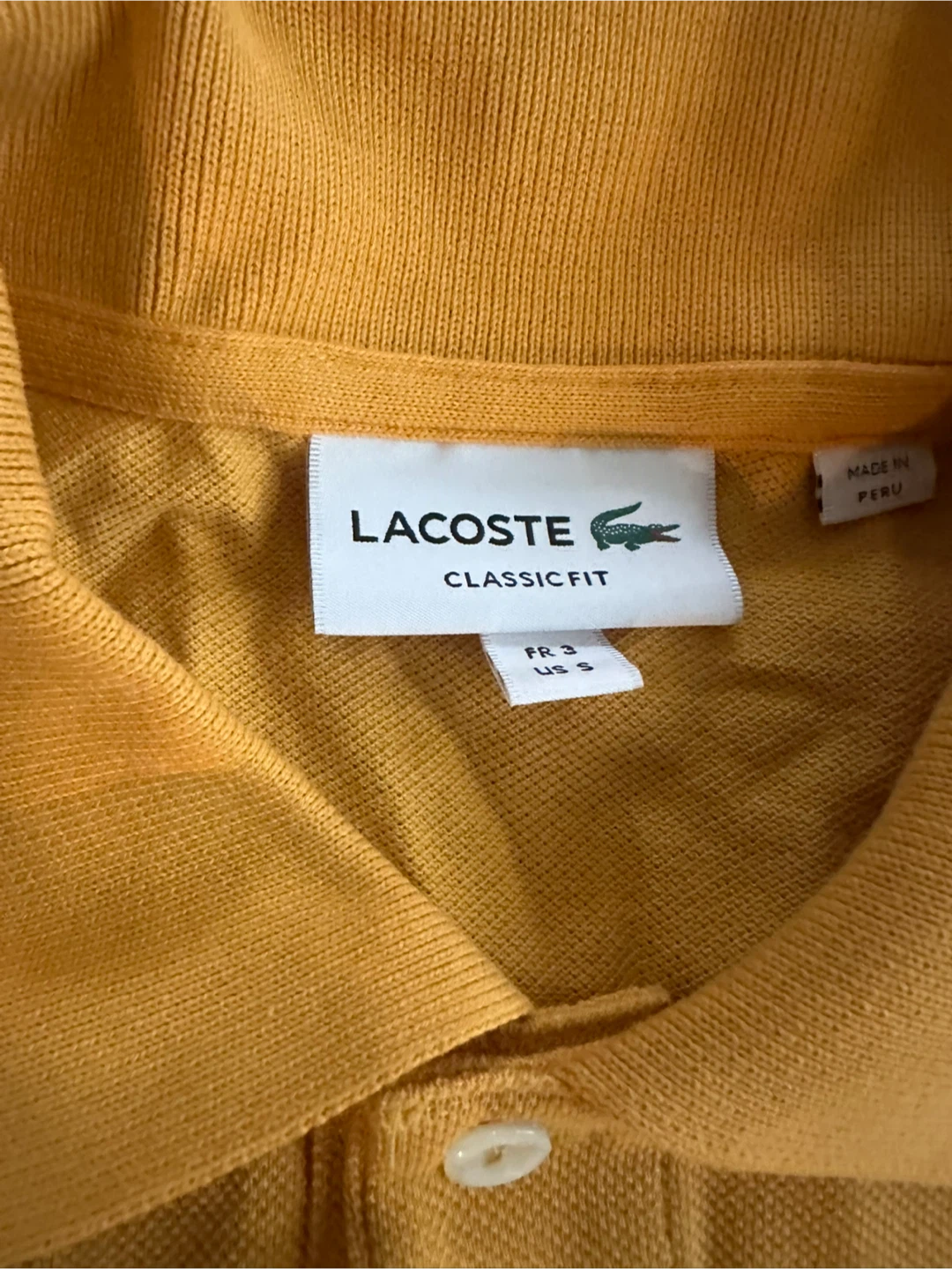 Lacoste Classic Fit Polo Shirt - Mustard Yellow - Size S - photo 5