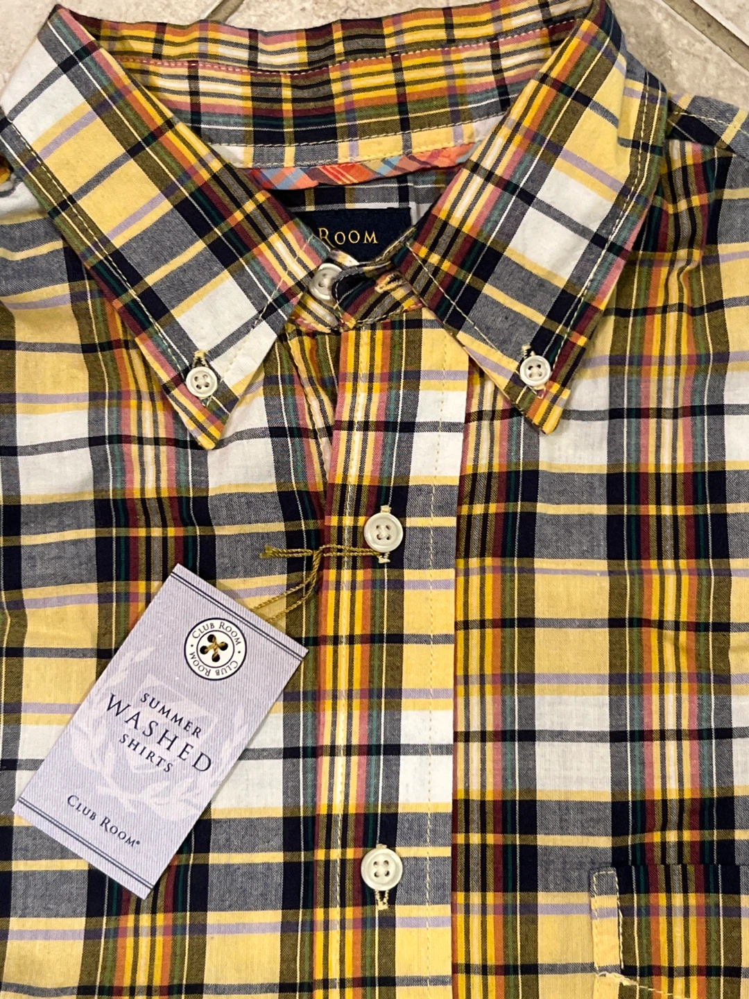 Club Room Men's Plaid Short Sleeve Shirt - Size M