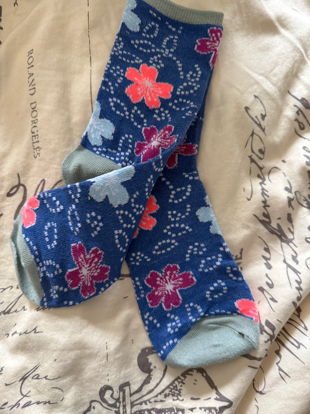 Blue Floral Crew Socks 🥕 - photo 2