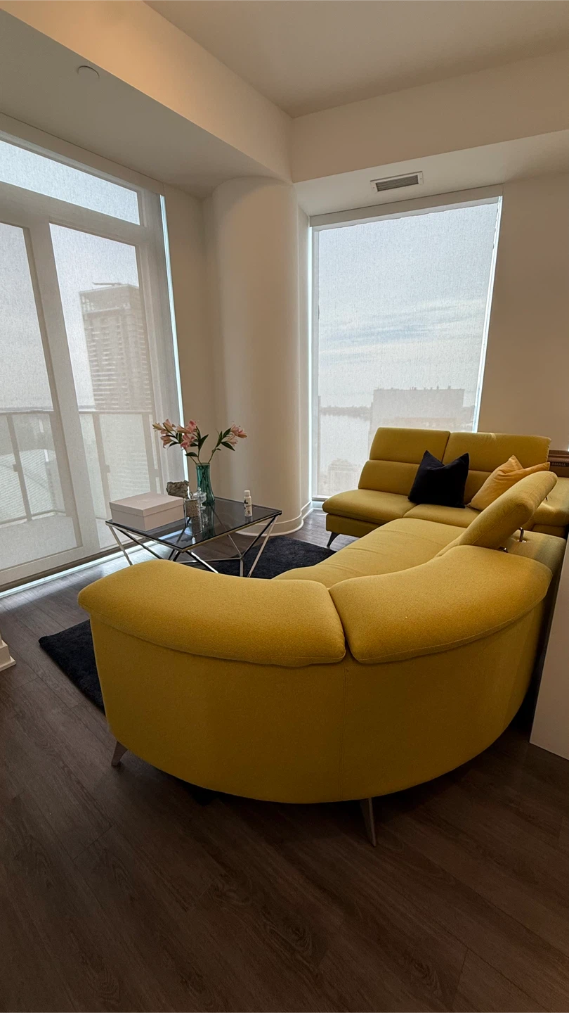 MOVE OUT SALE!!! Yellow curved modern sectional sofa