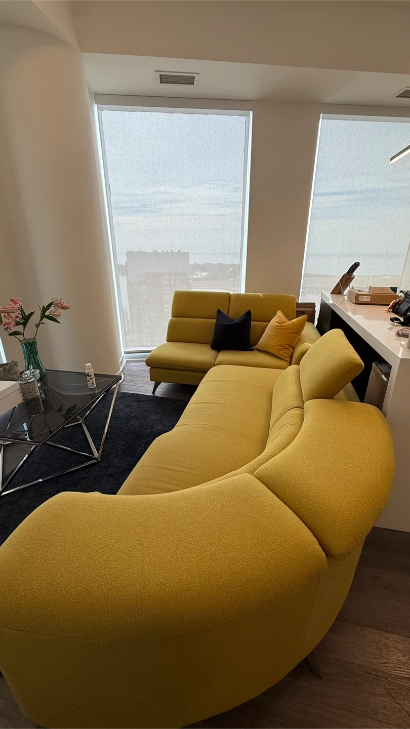 MOVE OUT SALE!!! Yellow curved modern sectional sofa - photo 2