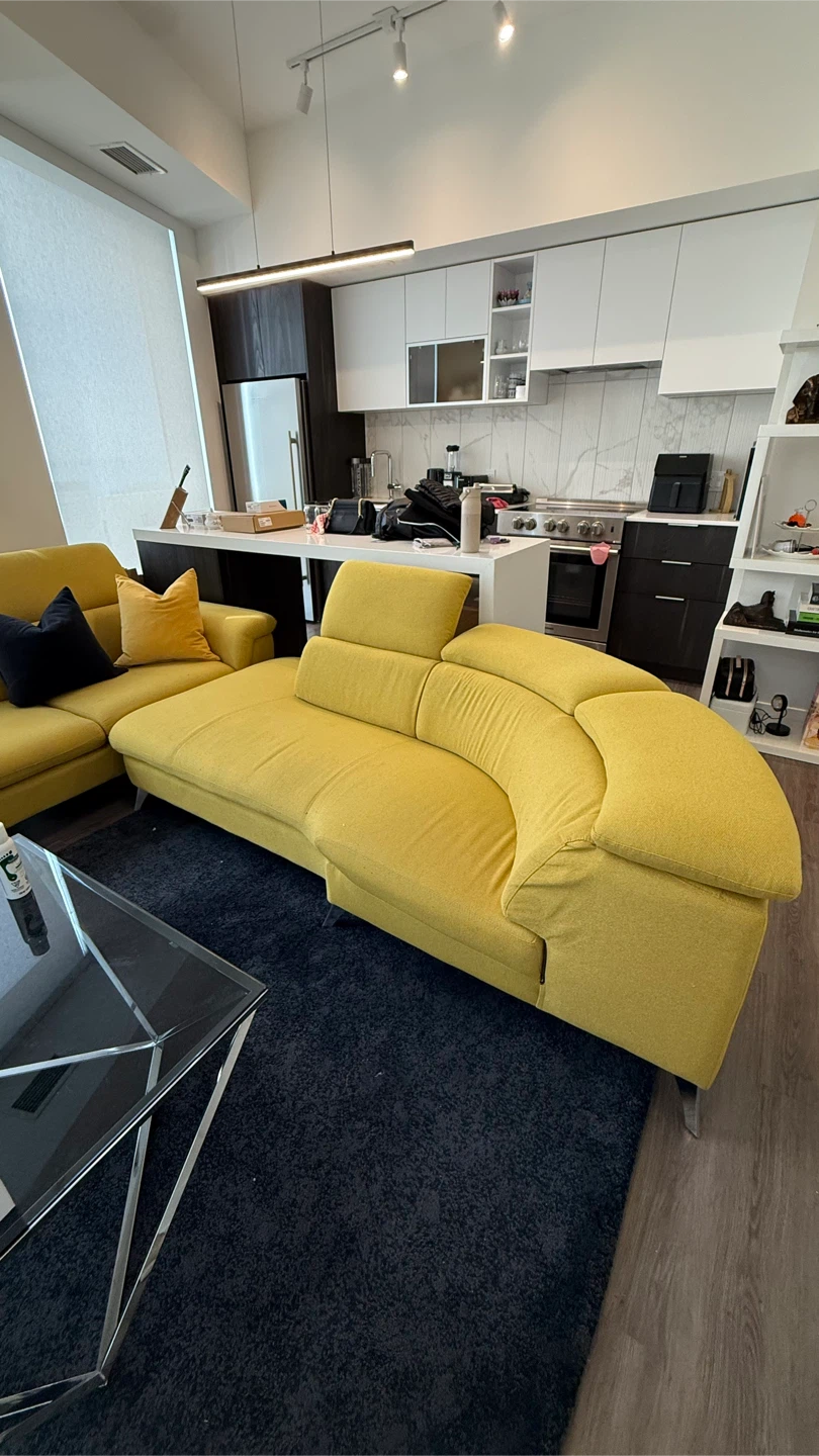 MOVE OUT SALE!!! Yellow curved modern sectional sofa - photo 3