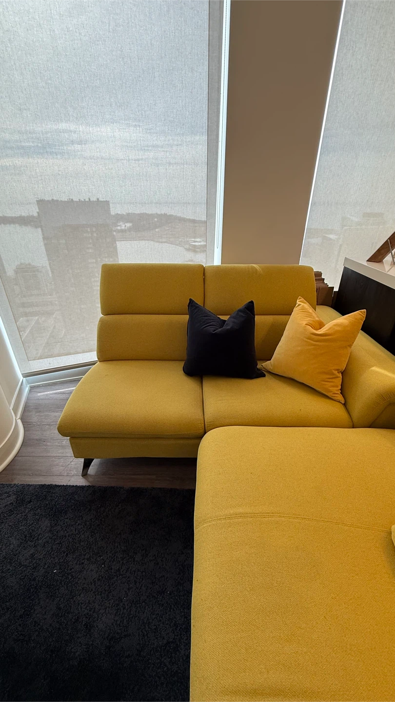 MOVE OUT SALE!!! Yellow curved modern sectional sofa - photo 4
