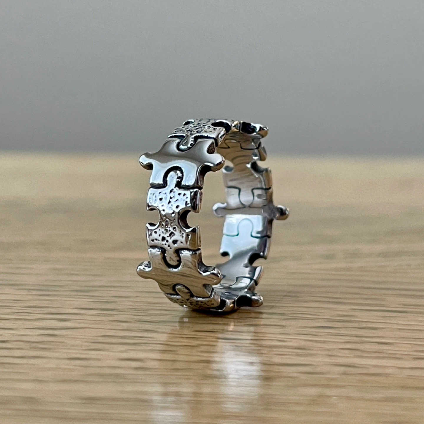 Jigsaw puzzle titanium ring (size 10)
