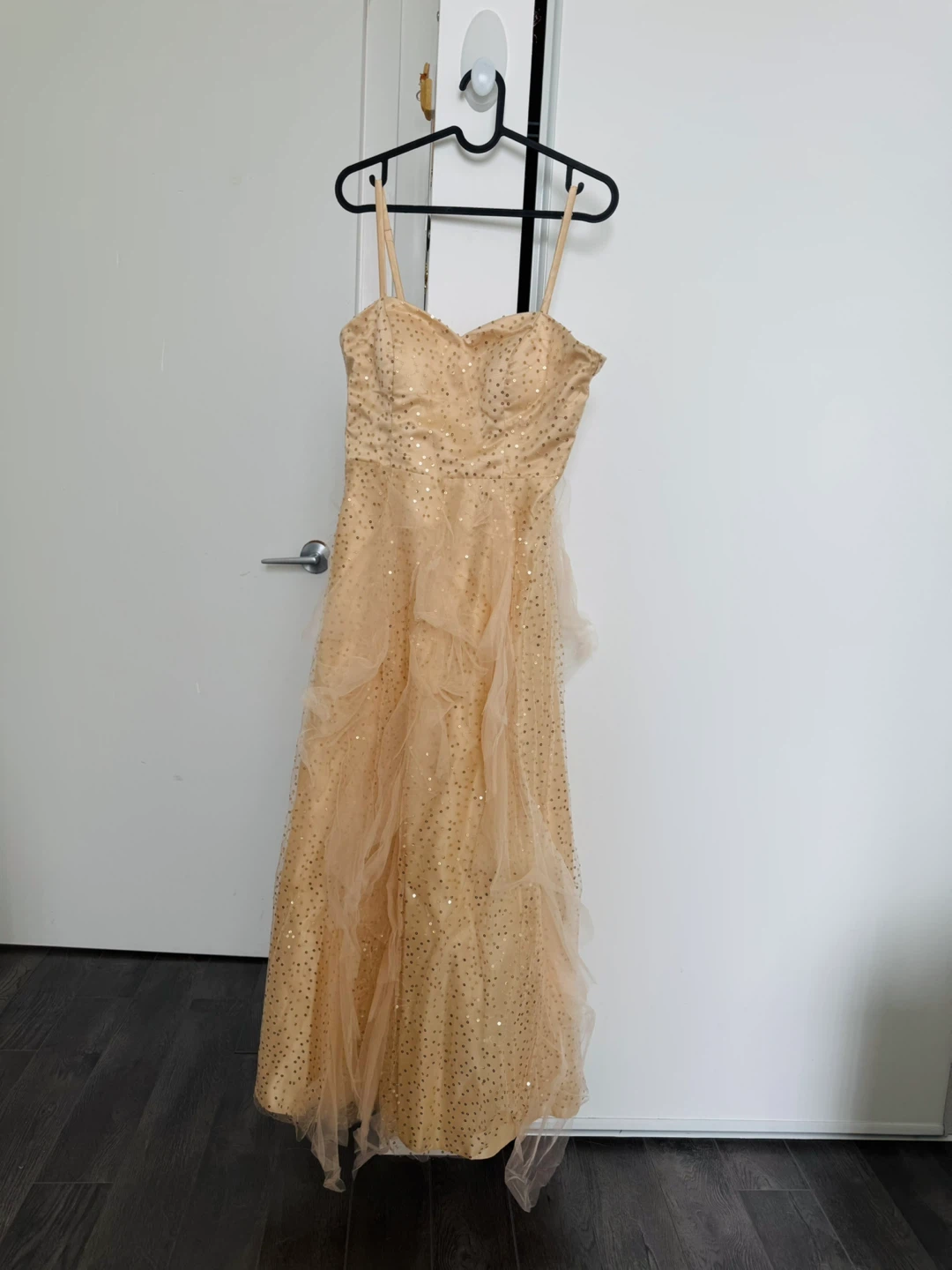 Sparkly Champagne Beaded Formal Dress
