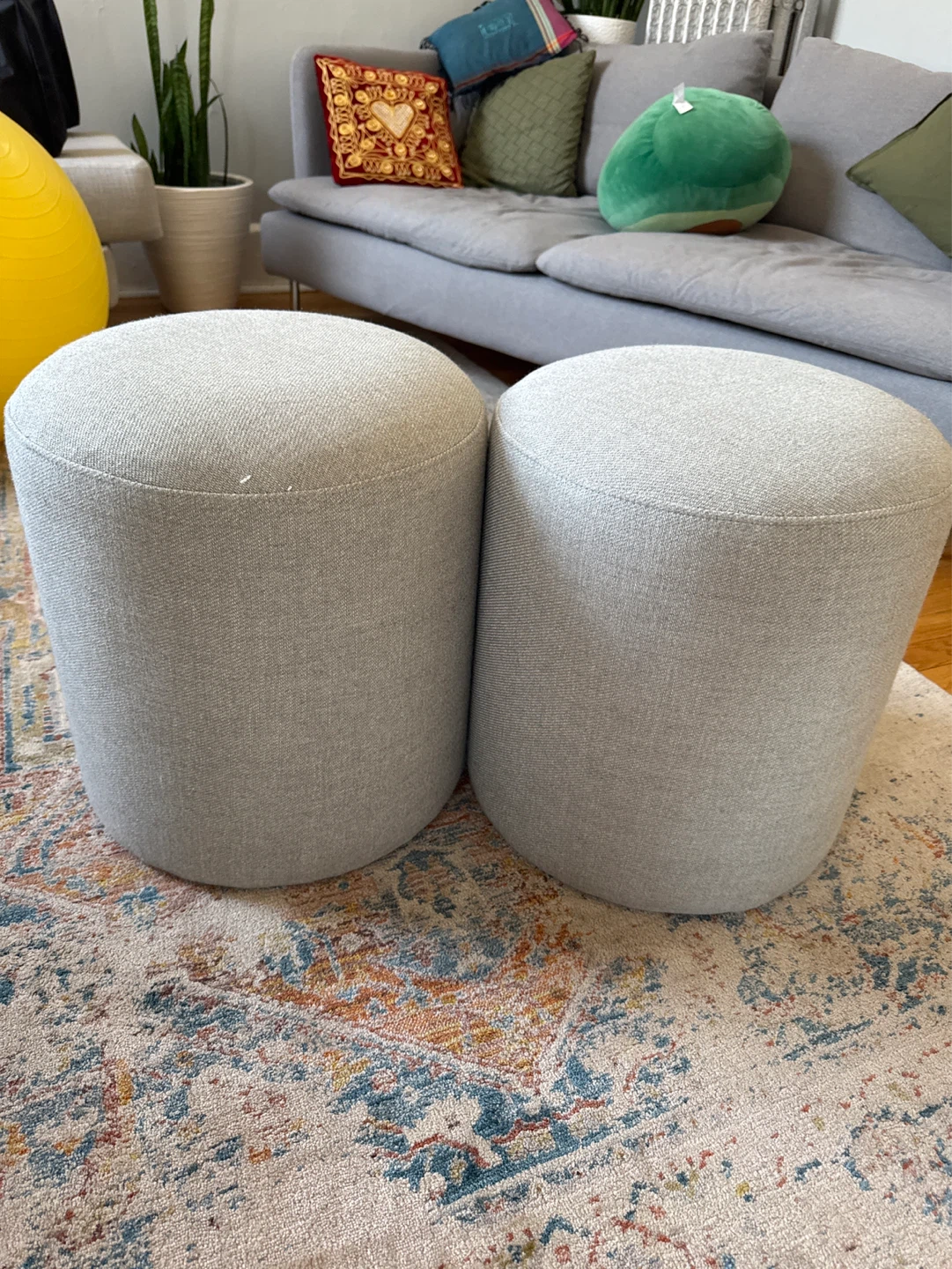 West Elm Round Pouf Ottoman (Set of 2)