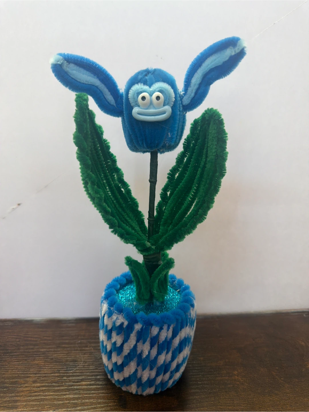 Blue Pipe Cleaner Monkey Flower Pot Craft