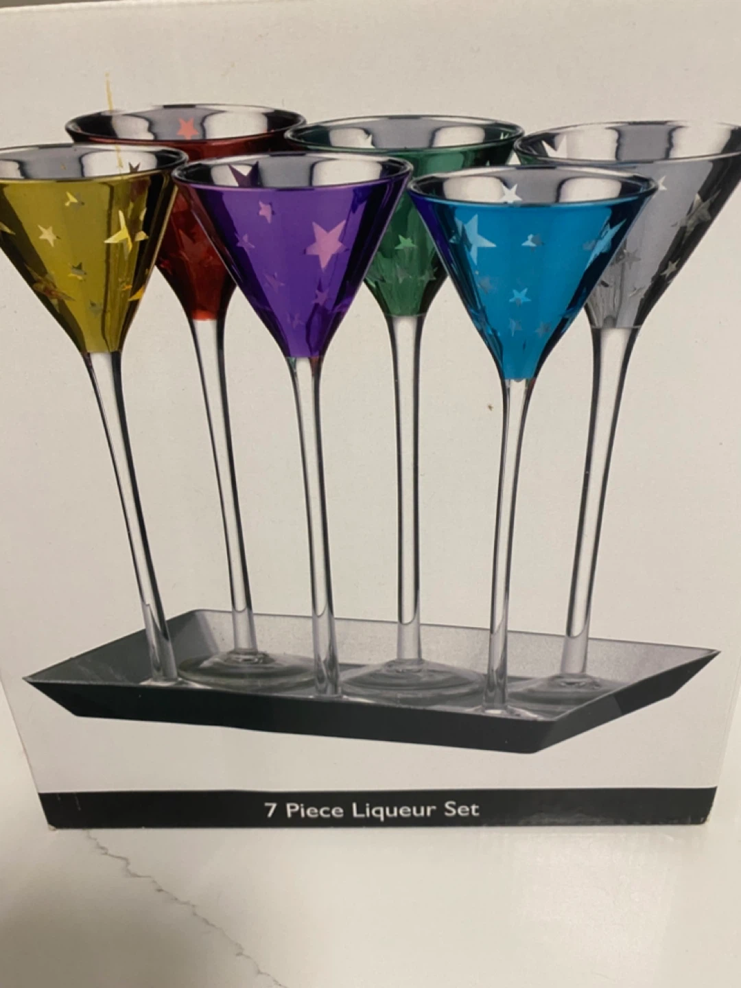 7 Piece Coloured Martini Glasses with Stars - photo 4
