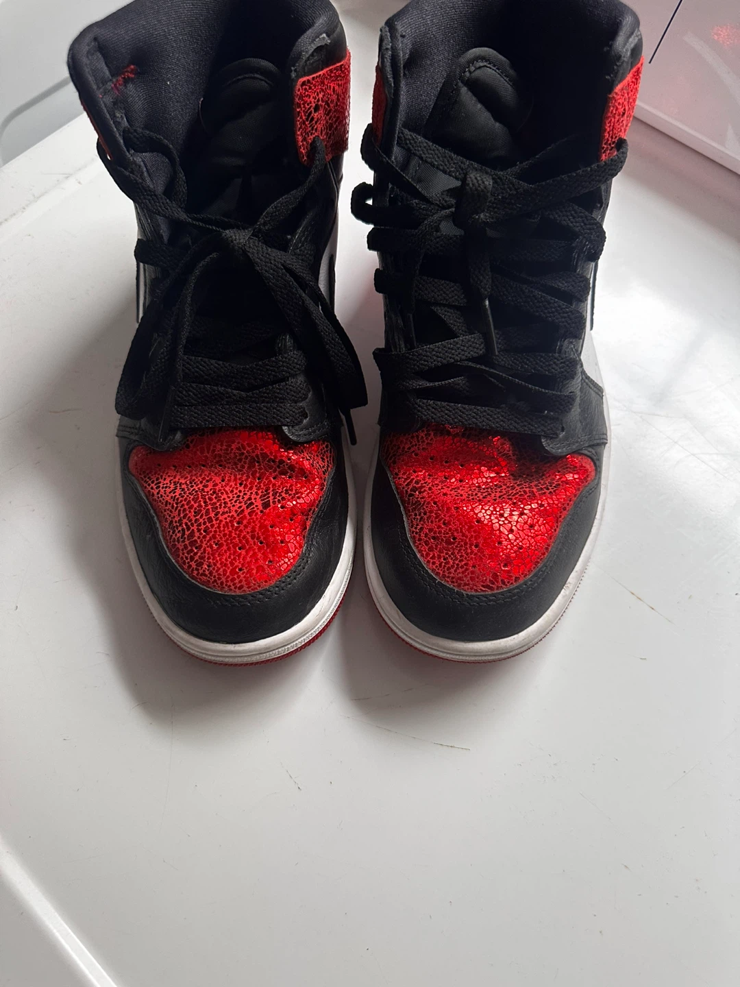 Air Jordan 1 Mid Red Black White Sneakers - photo 3